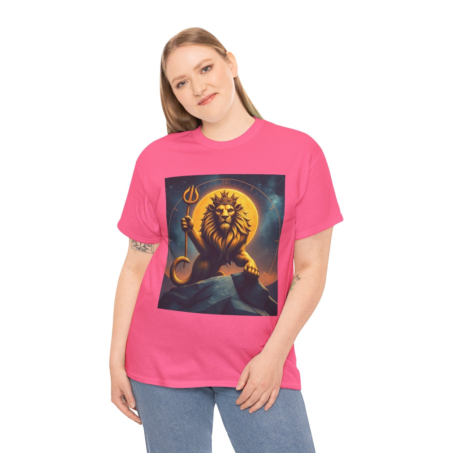 Unisex Heavy Cotton T-Shirt, King of Lions v2, Leo Zodiac Design