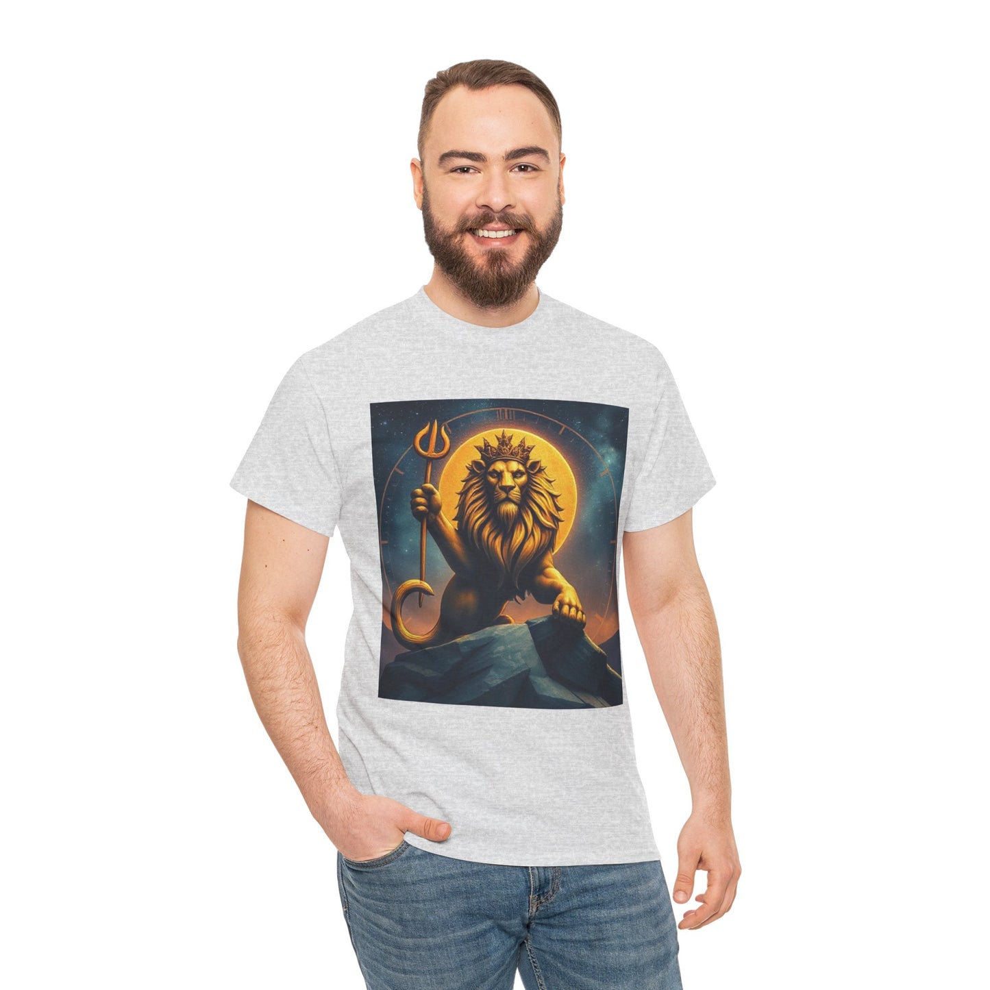 Unisex Heavy Cotton T-Shirt, King of Lion v3, Leo Zodiac Design
