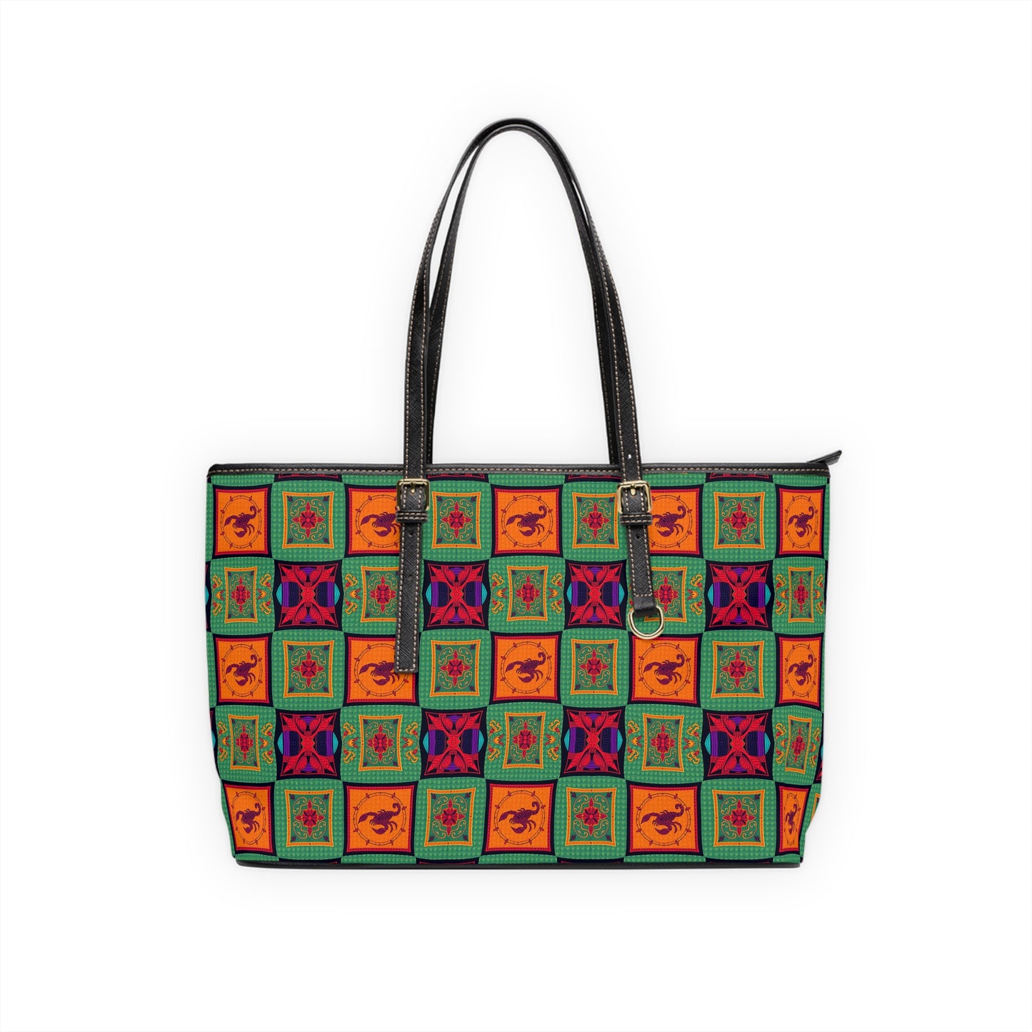 Leather Shoulder Bag, Scorpio, Zodiac v4, Shapes Pattern