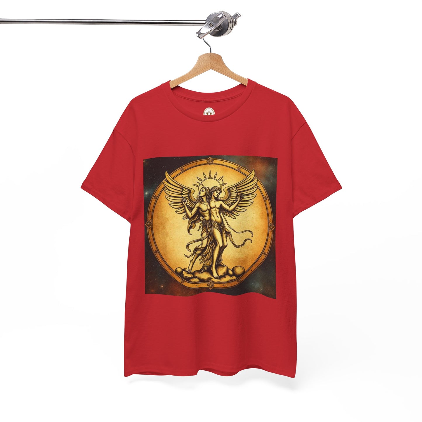 Unisex Heavy Cotton T-Shirt, Angel Twin, Gemini Zodiac Design