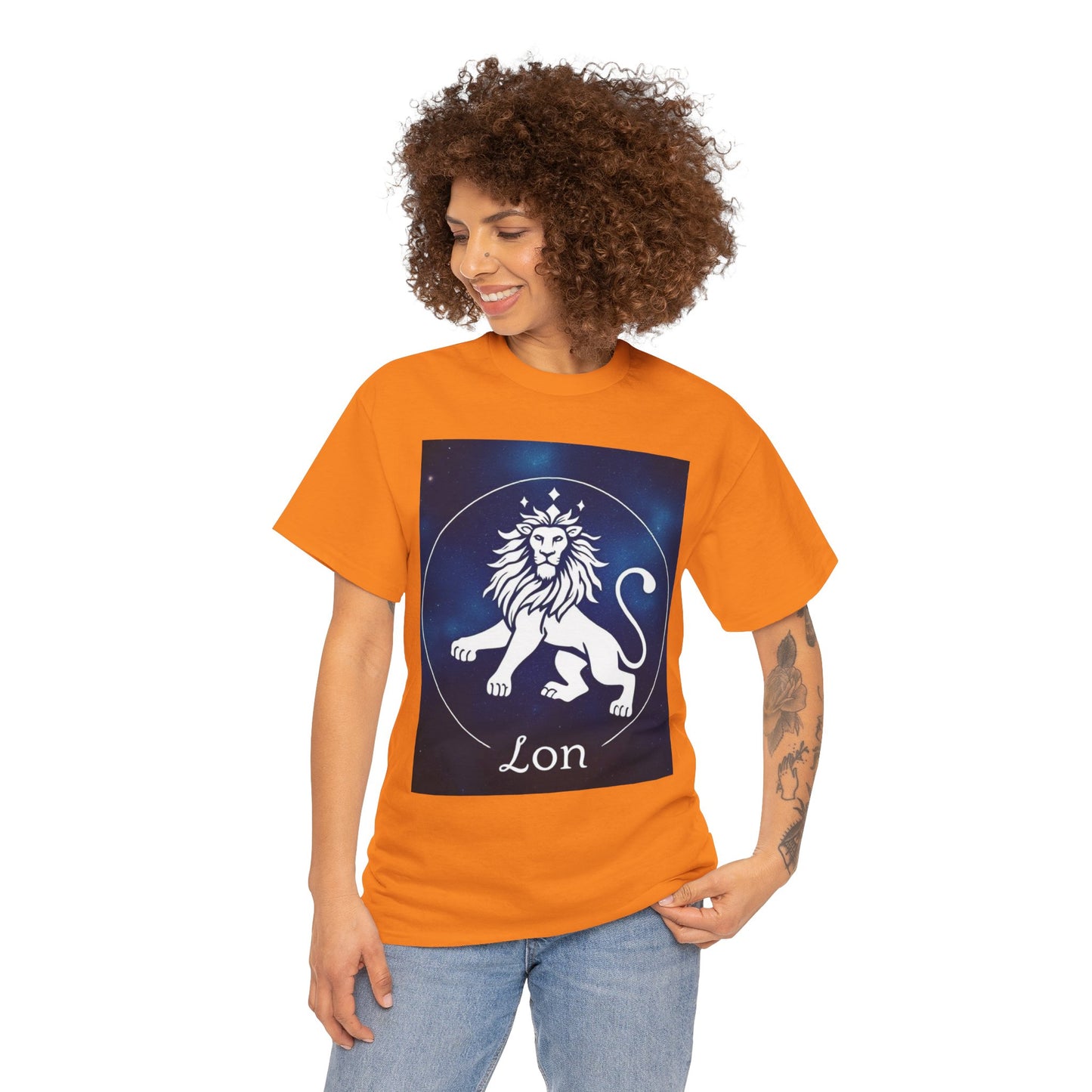 Unisex Heavy Cotton T-Shirt, Space Lion, Leo Zodiac Design