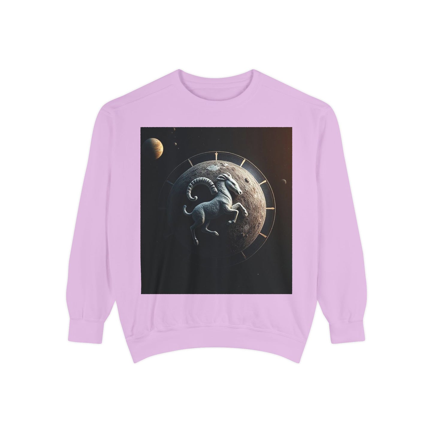 Garment-Dyed Sweatshirt, Unisex, Space Animal Design, Aries