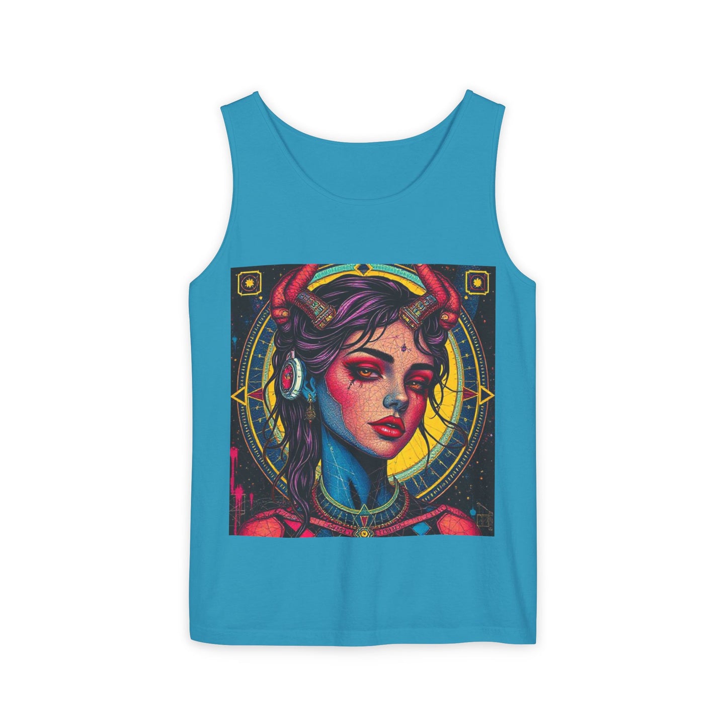 Unisex Garment-Dyed, Tank Top, Scorpio Design, Pop Art, 100% US cotton