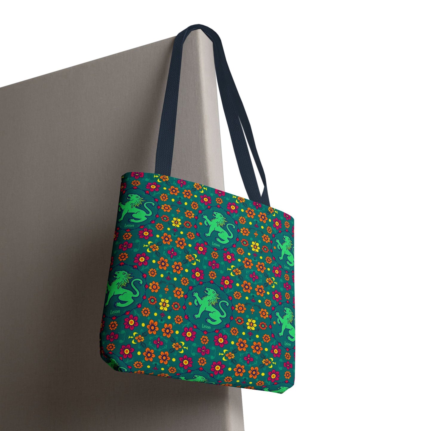 Tote Bag (AOP), Leo, Zodiac v1, Flower Pattern