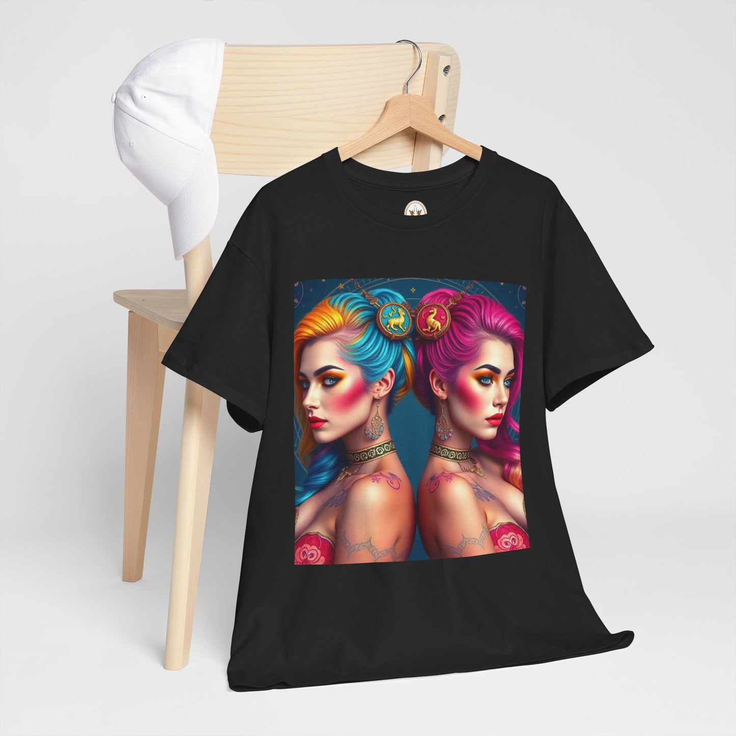 Unisex Heavy Cotton T-Shirt, Gemini, Zodiac v2, Sexy Art