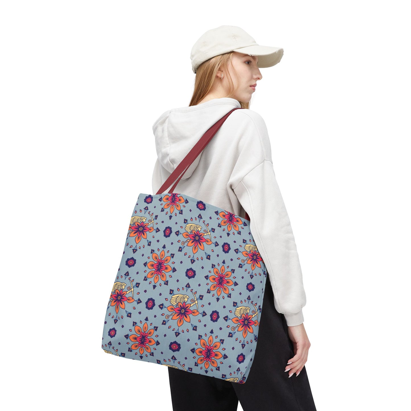 Tote Bag, (AOP), Sagittarius, Zodiac v1, Flower Pattern