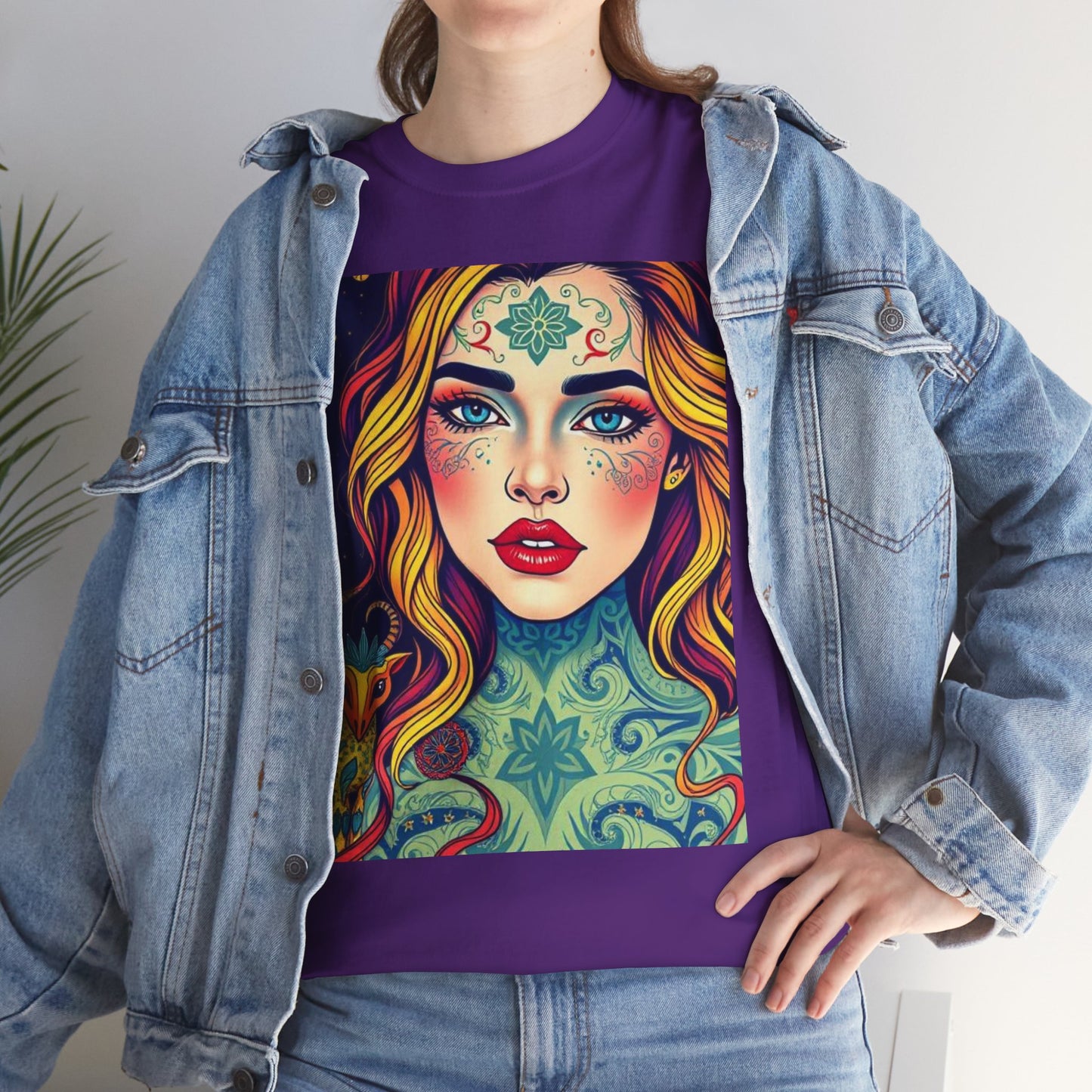 Unisex Heavy Cotton T-Shirt, Aquarius, Zodiac v2, Sexy Art