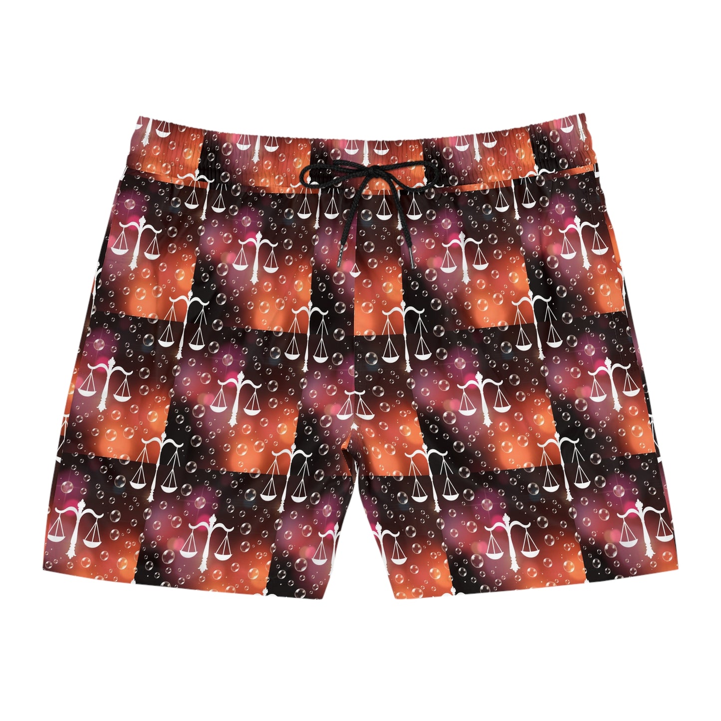Men's Mid-Length Swim Shorts, (AOP), Libra, Zodiac v3, Bubble Pattern