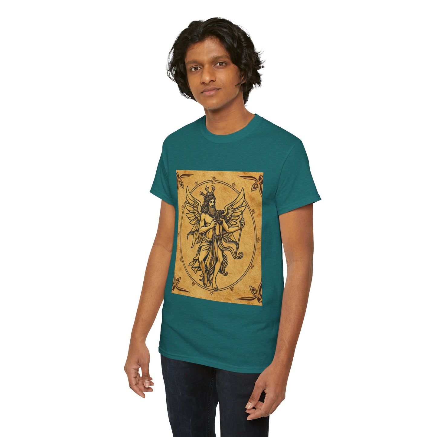 Unisex Heavy Cotton T-Shirt, Pencil Art v1, Gemini Zodiac Design
