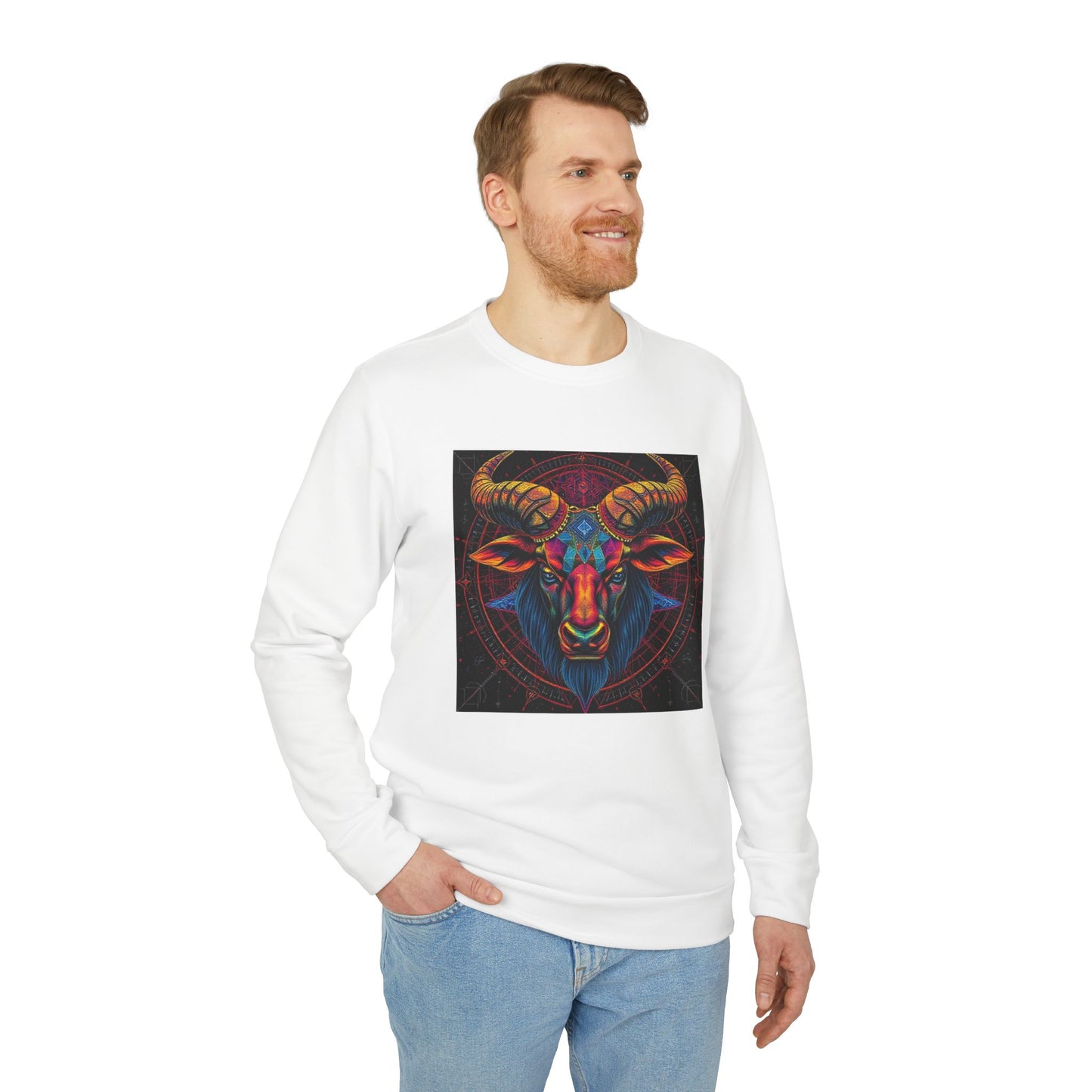 Adidas, Unisex Fleece Crewneck Sweatshirt, Taurus, Pop Art 2, Zodiac