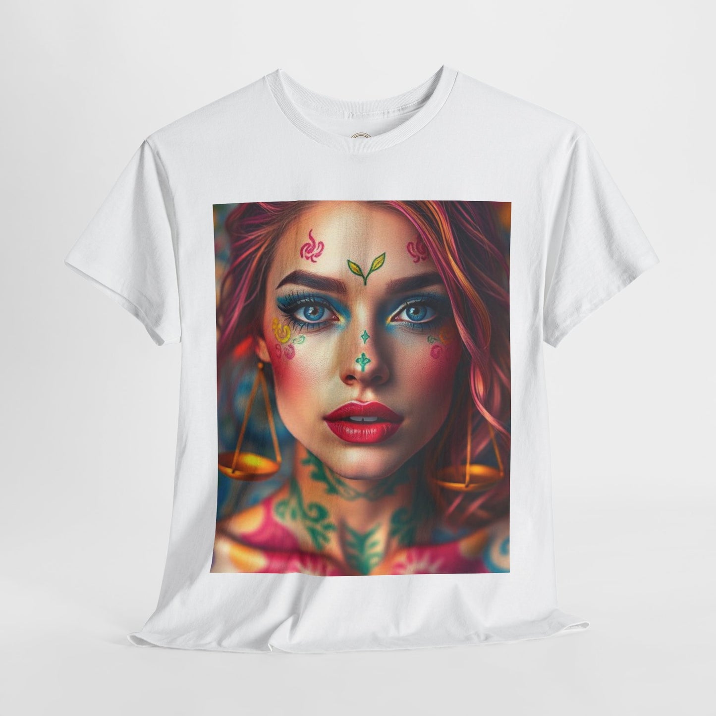 Unisex Heavy Cotton T-Shirt, Libra, Zodiac v1, Sexy Art