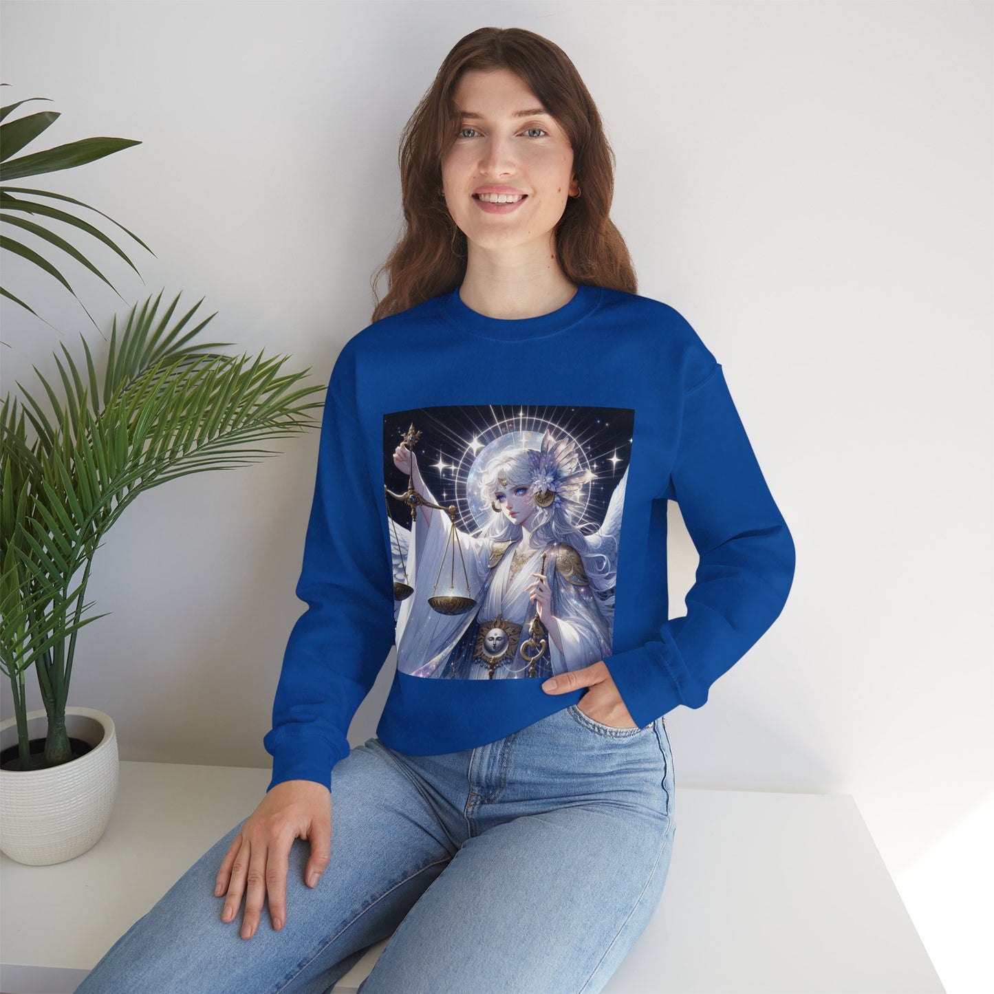 Unisex Heavy Blend™ Crewneck Sweatshirt,anime angel, Libra Zodiac Design