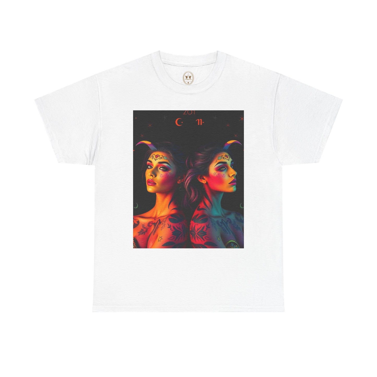 Unisex Heavy Cotton T-Shirt, Gemini, Zodiac, Sexy Art