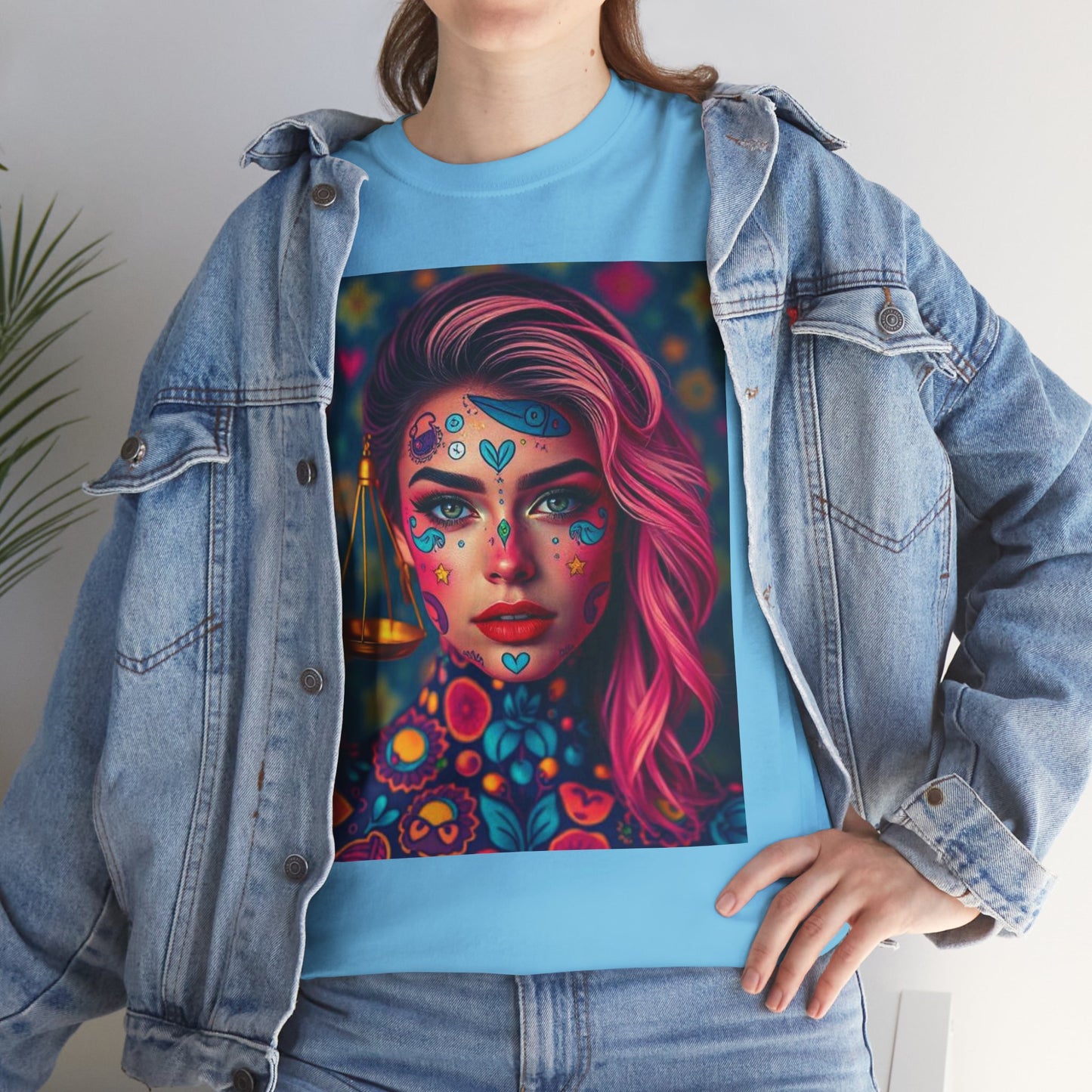 Unisex Heavy Cotton T-Shirt, Libra, Zodiac v2, Sexy Art