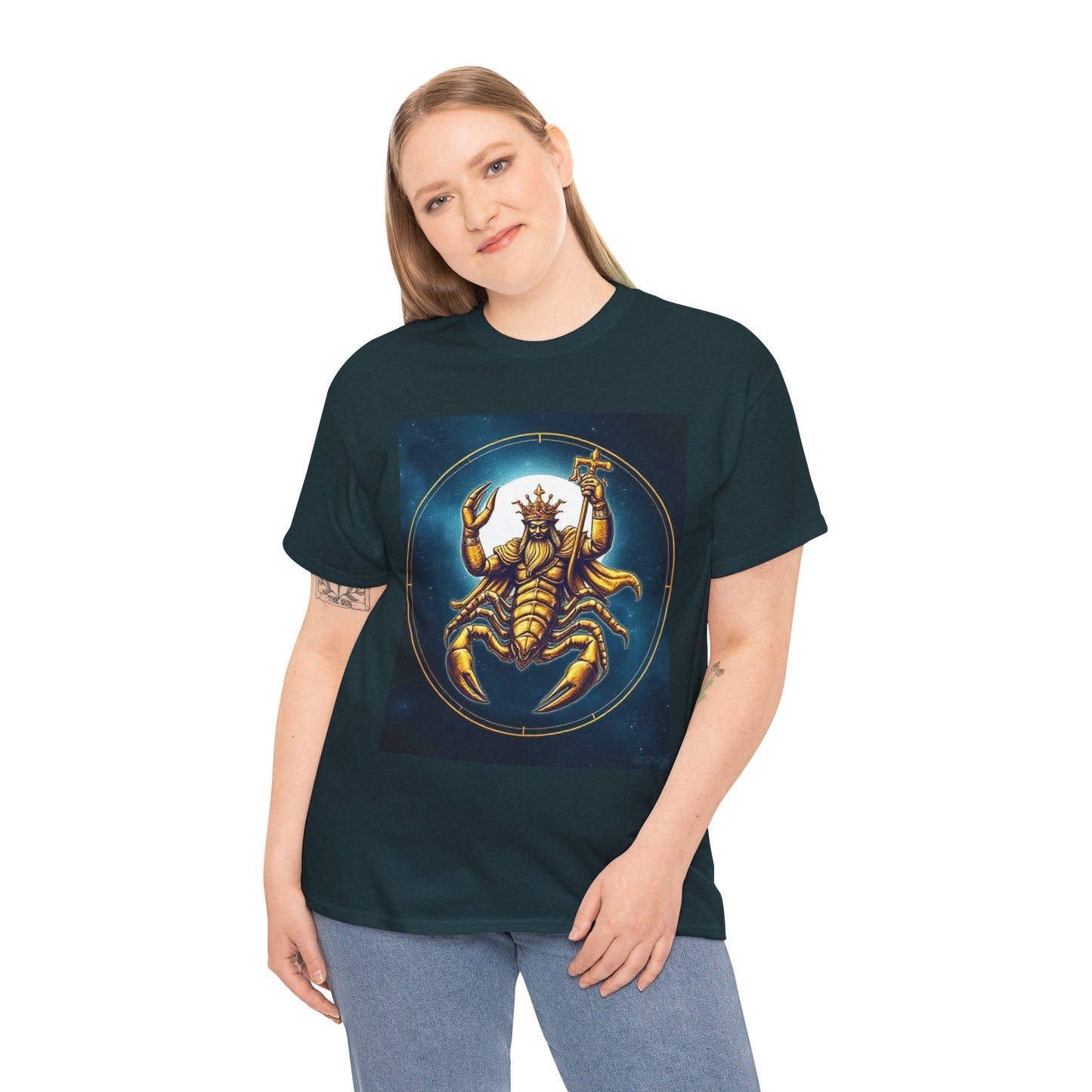 Unisex Heavy Cotton T-Shirt, Moon, Scorpio Zodiac Design