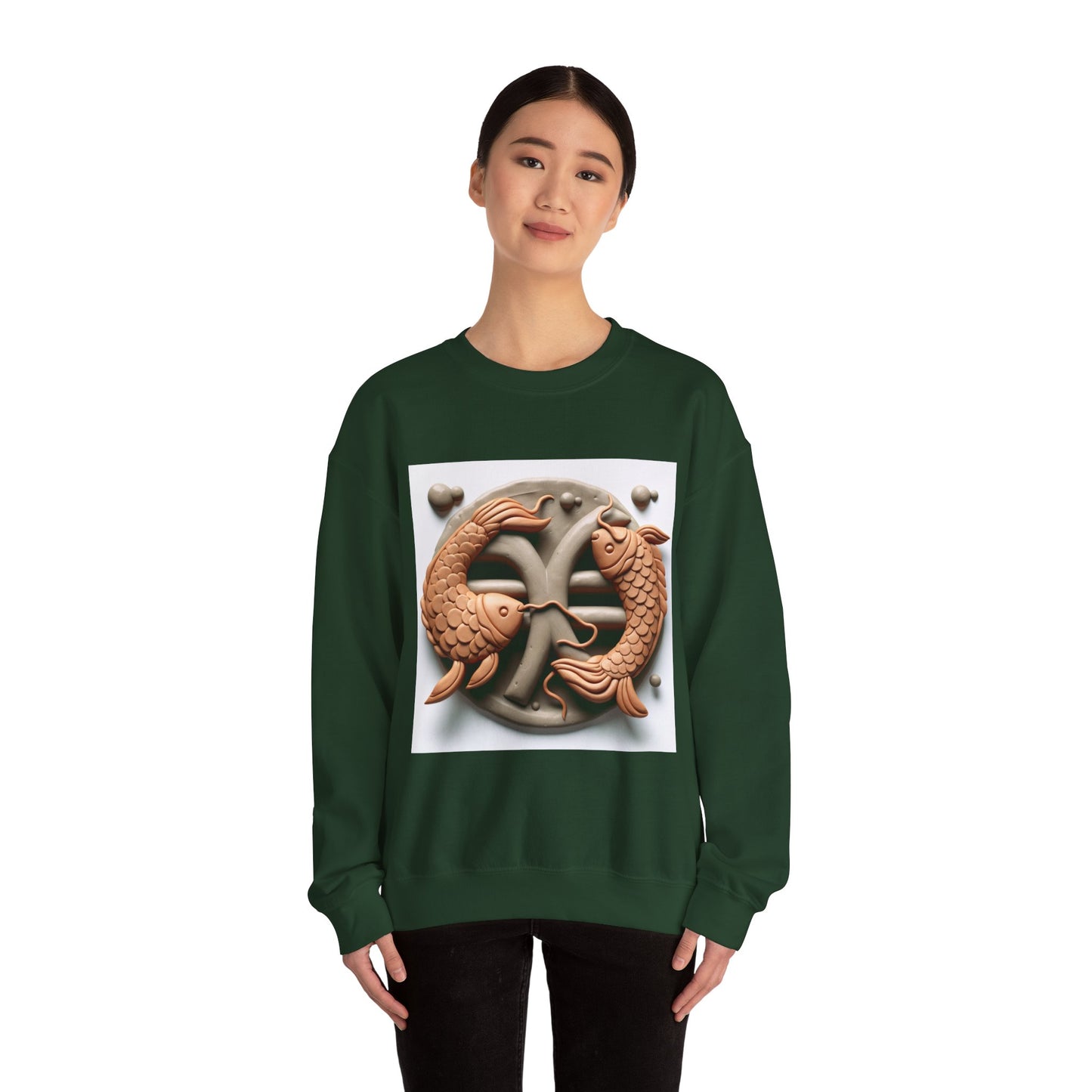 Unisex Heavy Blend™ Crewneck Sweatshirt,Two Fishes Pisces Zodiac Design