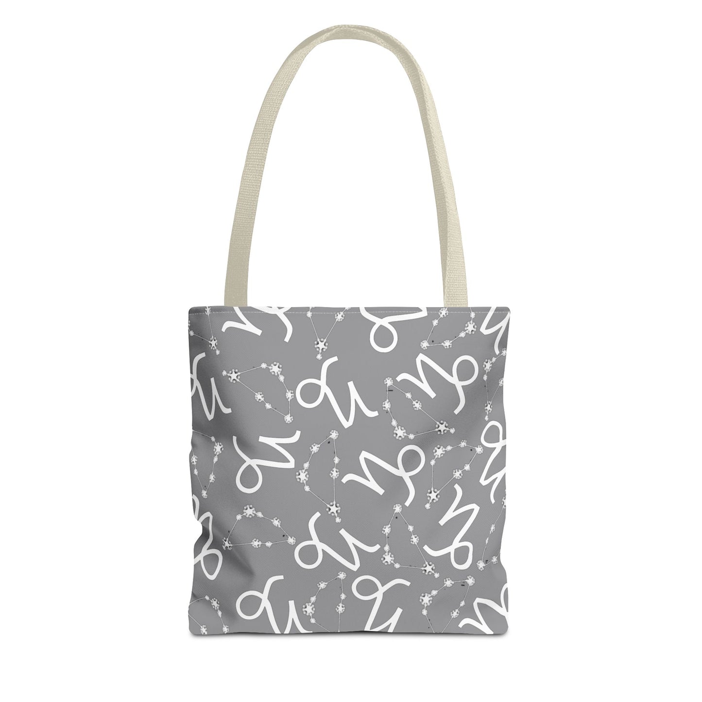 Tote Bag, Capricorn Zodiac Sign, AOP, (Grey, White)