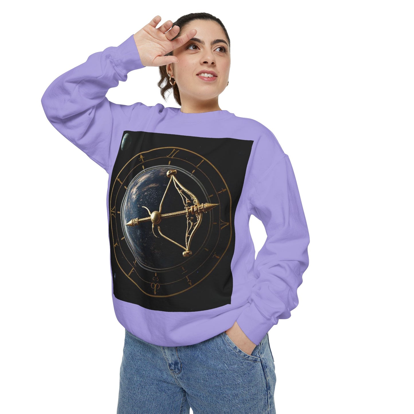 Garment-Dyed Sweatshirt, Unisex, Space Symbol Design v1, Sagittarius