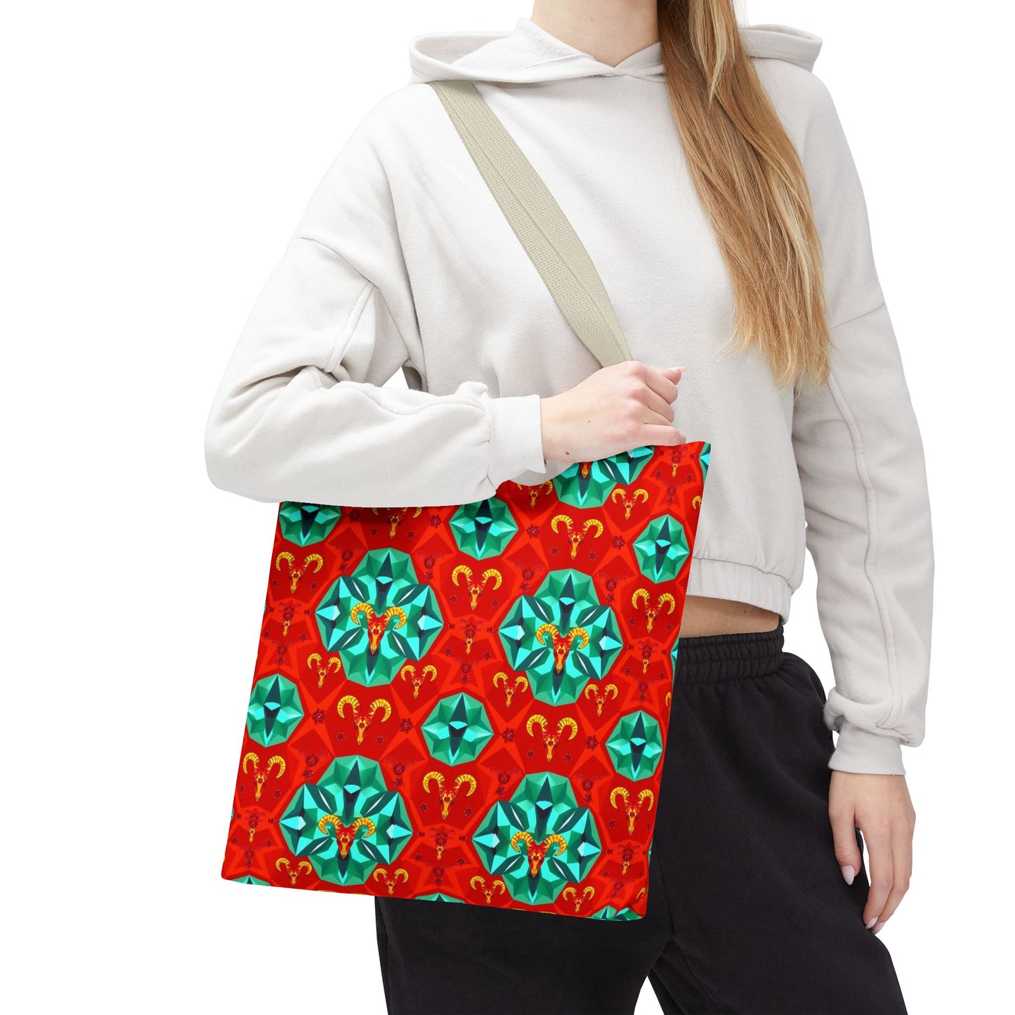Tote Bag (AOP), Aries, Zodiac v1, Jewel Pattern