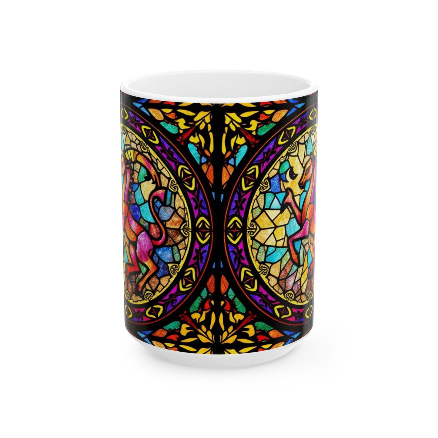 Ceramic Mug, (11oz, 15oz), Ceramic Coffee Mug, AOP, Glass Design v1, Aries Zodiac