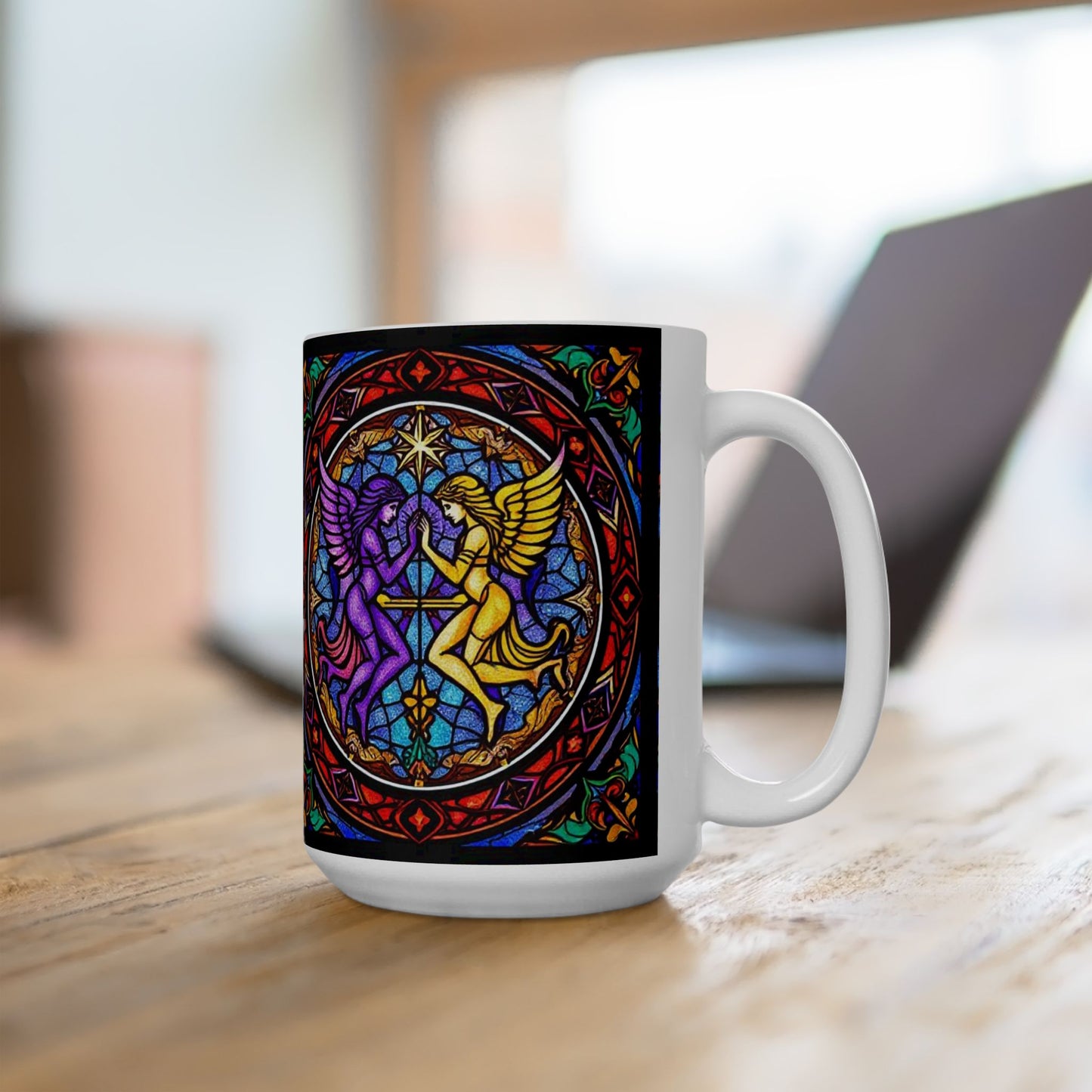 Ceramic Mug, (11oz, 15oz), Ceramic Coffee Mug, AOP, Glass Design v1, Gemini Zodiac