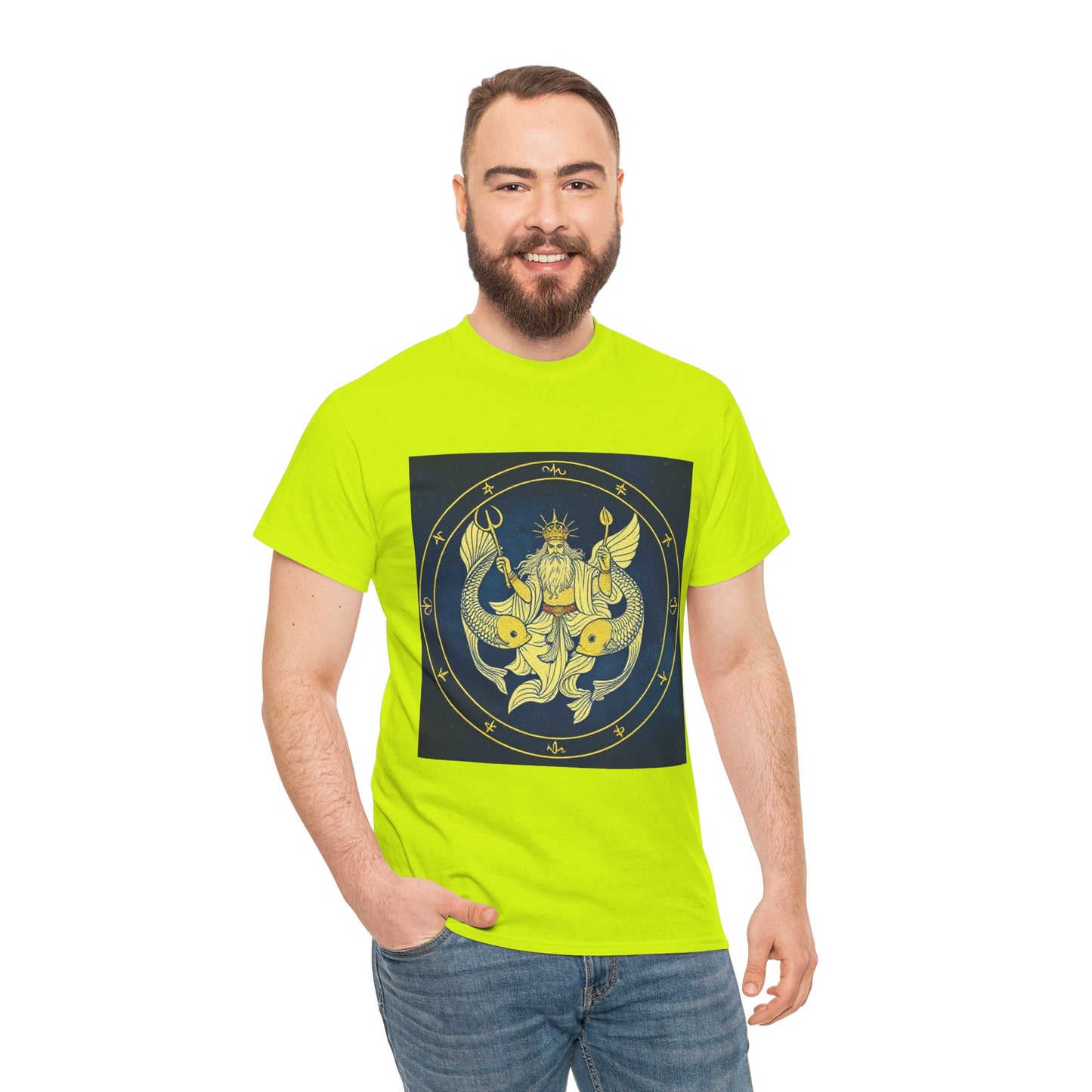 Unisex Heavy Cotton T-Shirt, King of Pisces, Zodiac Design