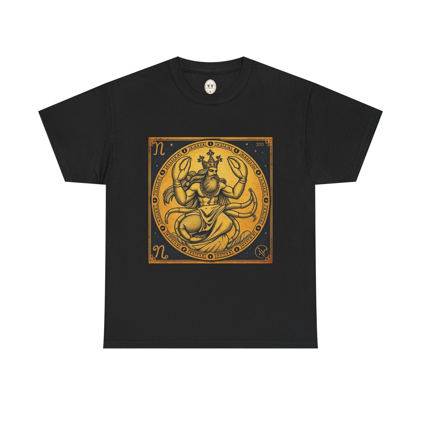 Unisex Heavy Cotton T-Shirt, Crab King v1, Cancer Zodiac Design