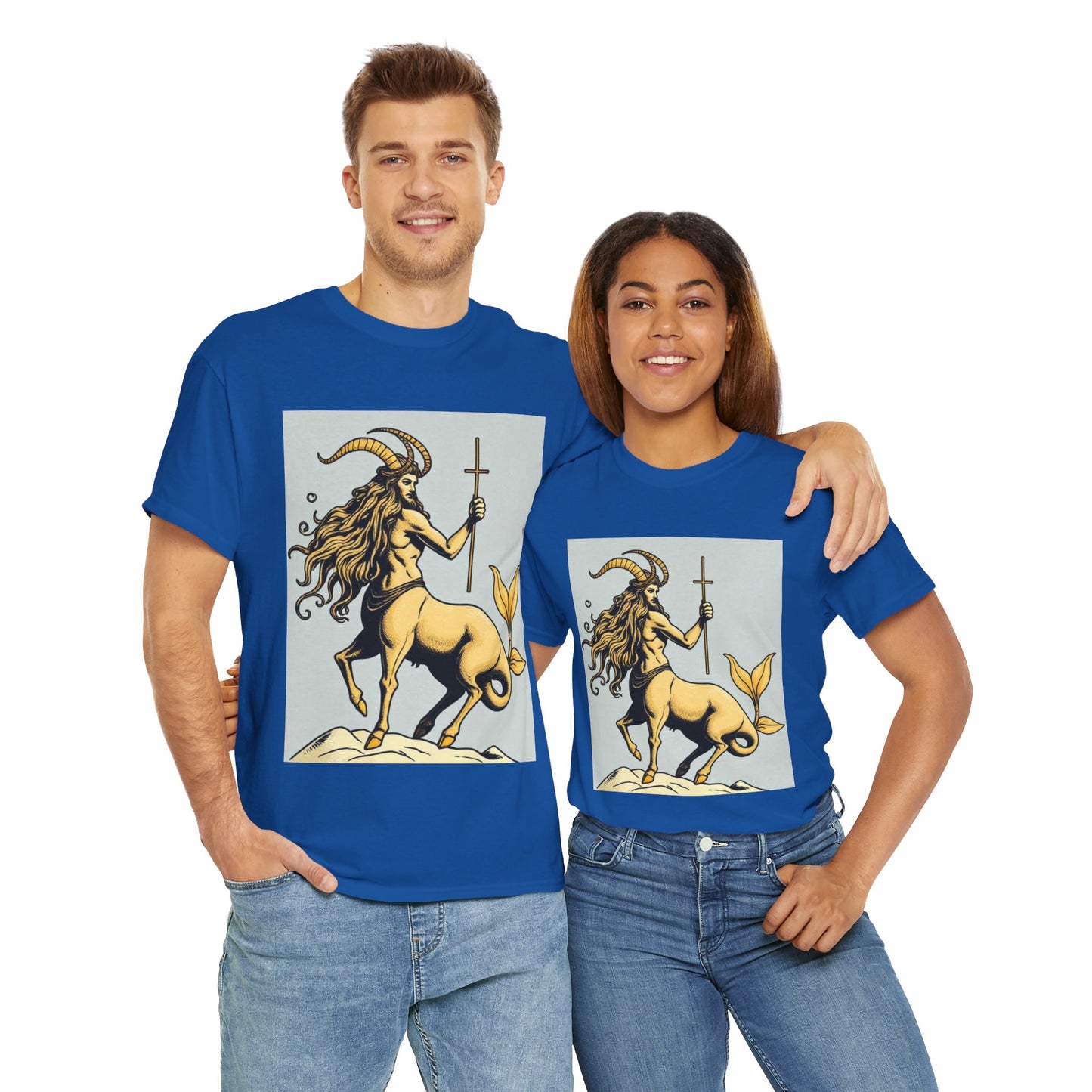Unisex Heavy Cotton T-Shirt, Capricorn God v2, Zodiac Design