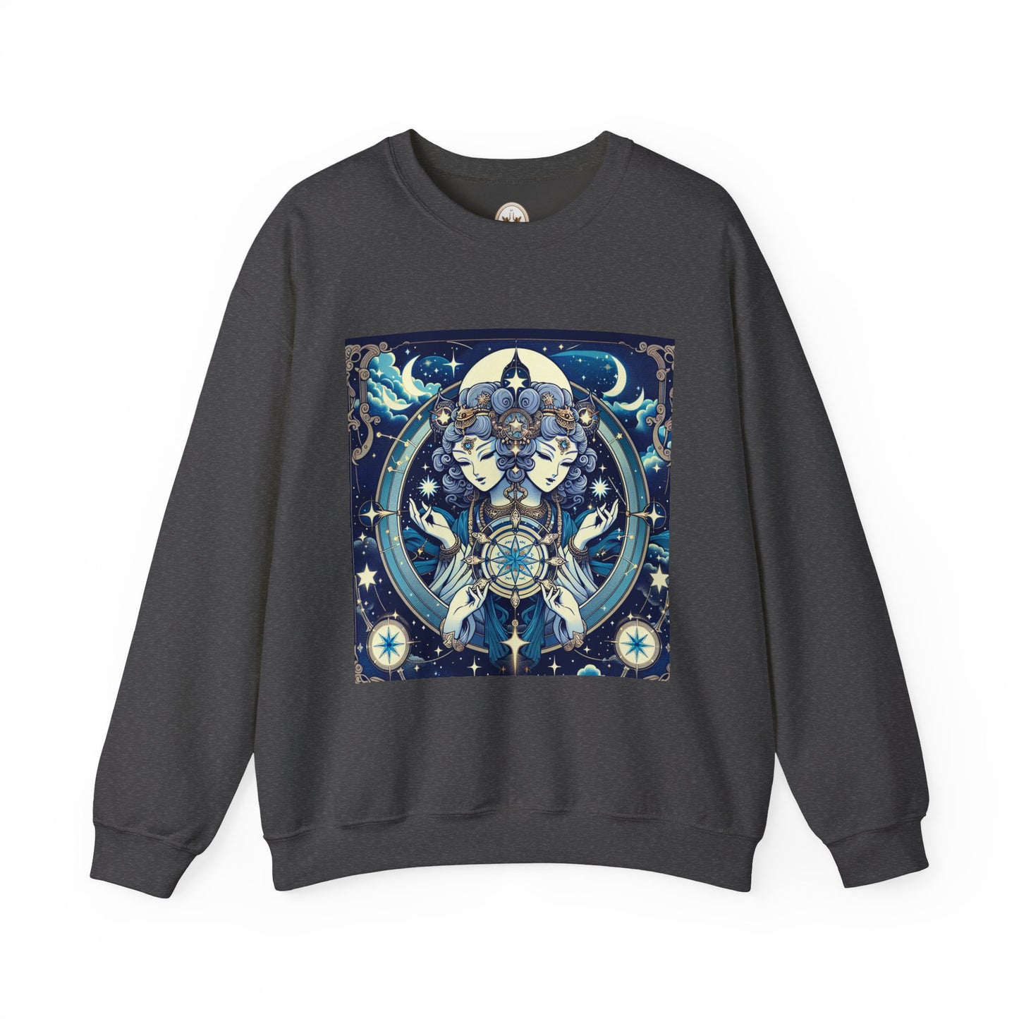 Unisex Heavy Blend™ Crewneck Sweatshirt,Twin Body, Gemini Zodiac Design