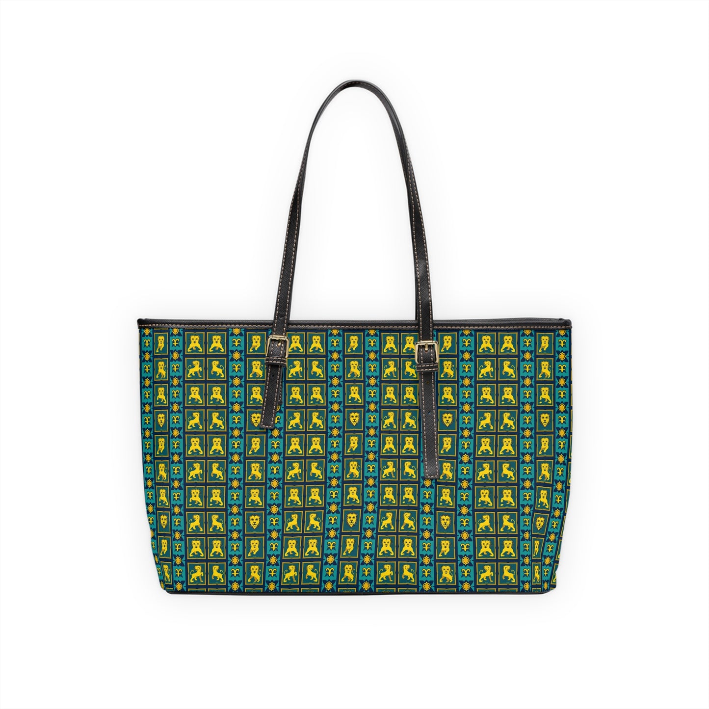 Leather Shoulder Bag, Leo, Zodiac v4, Shapes Pattern