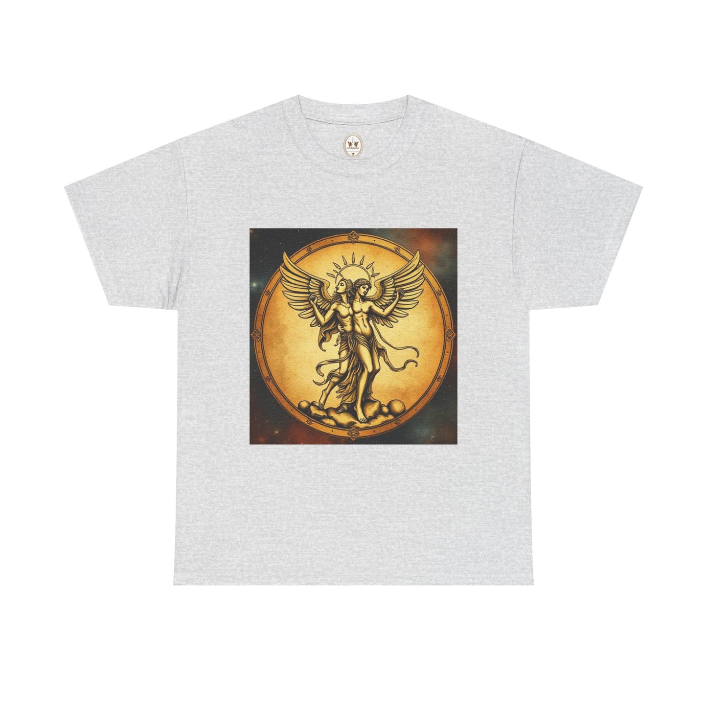 Unisex Heavy Cotton T-Shirt, Twin Angel v1, Gemini Zodiac Design