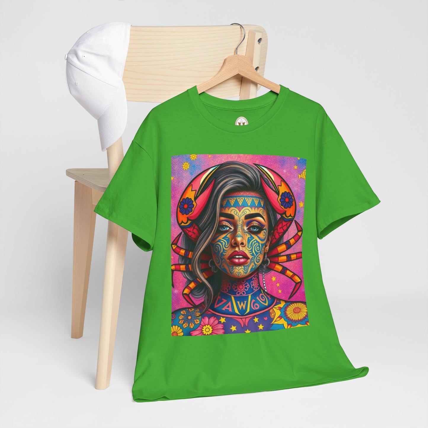 Unisex Heavy Cotton T-Shirt, Cancer, Zodiac v3, Sexy Art