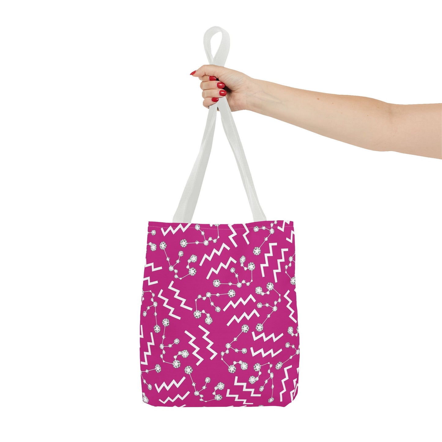 Tote Bag, Aquarius Zodiac Sign, AOP, (Pink, White)