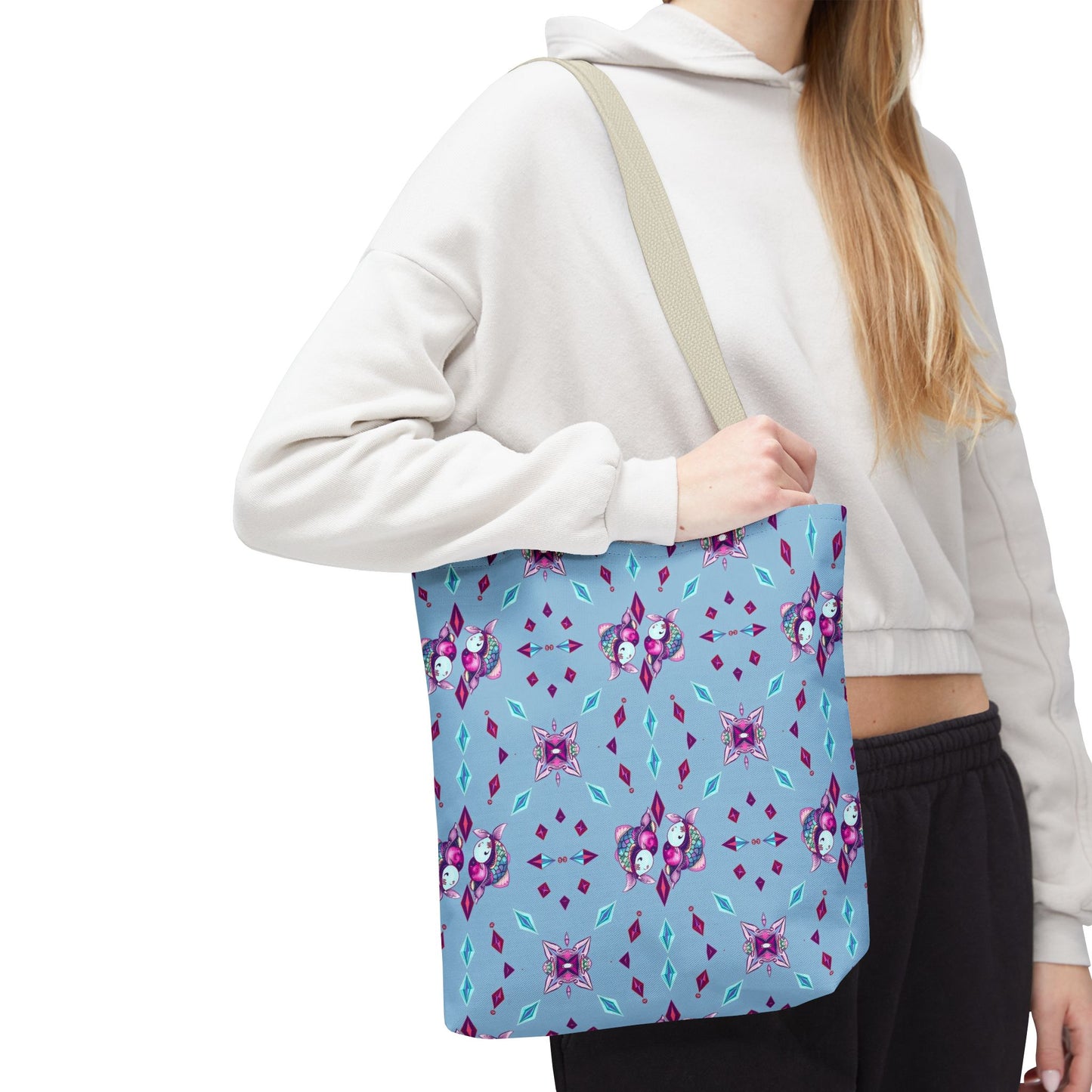 Tote Bag (AOP), Pisces, Zodiac v1, Jewel Pattern