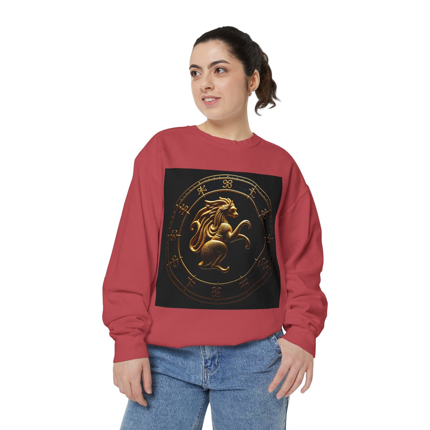 Garment-Dyed Sweatshirt, Unisex, Space Animal Design v1, Virgo