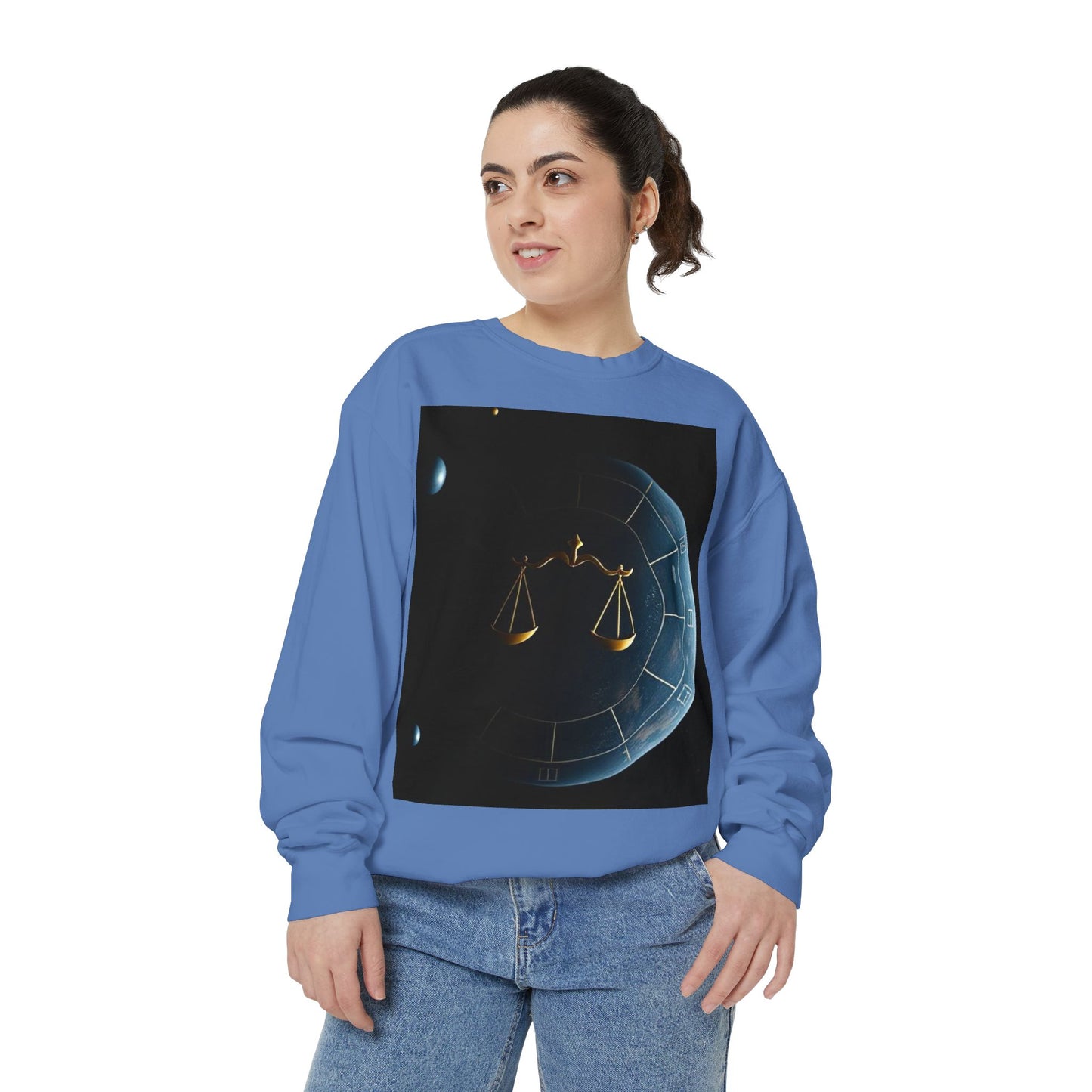 Garment-Dyed Sweatshirt, Unisex, Space Animal Design v1, Libra