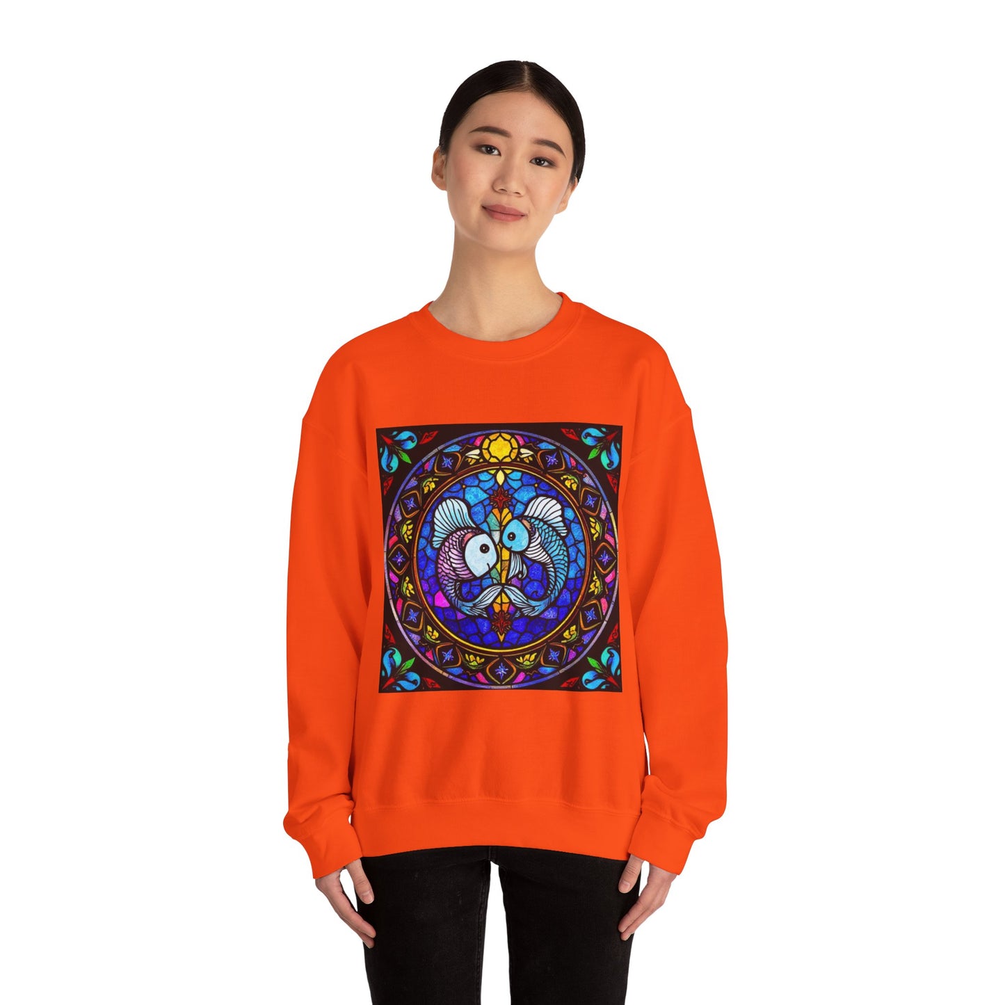 Unisex Heavy Blend™ Crewneck Sweatshirt, Glass, Pisces Zodiac Design