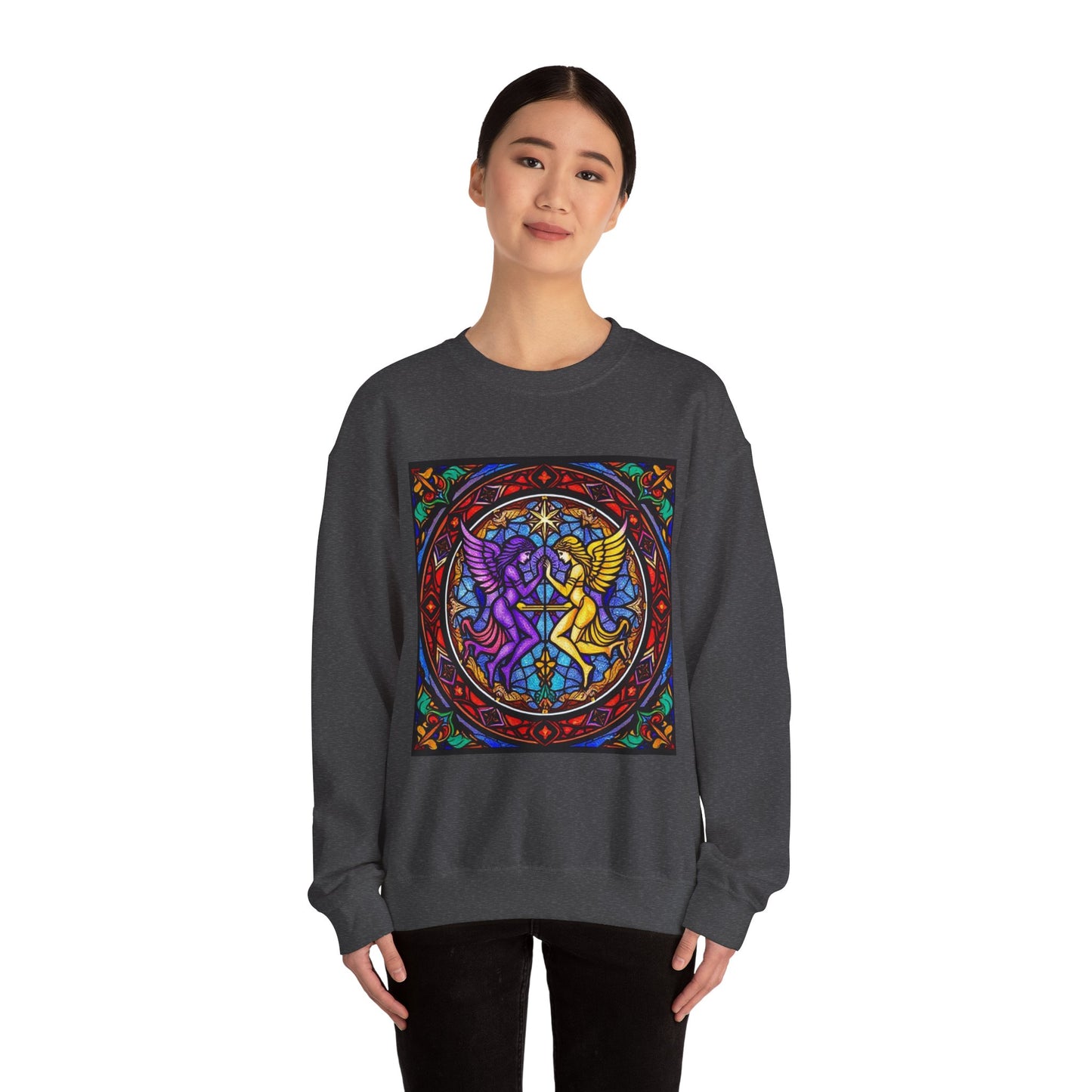 Unisex Heavy Blend™ Crewneck Sweatshirt, Glass, Gemini Zodiac Design