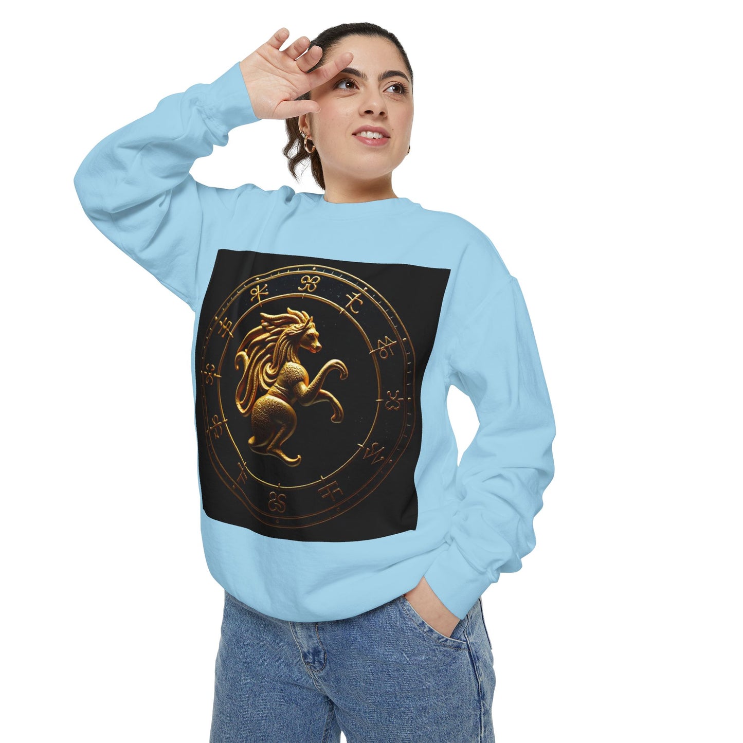 Garment-Dyed Sweatshirt, Unisex, Space Animal Design v1, Virgo