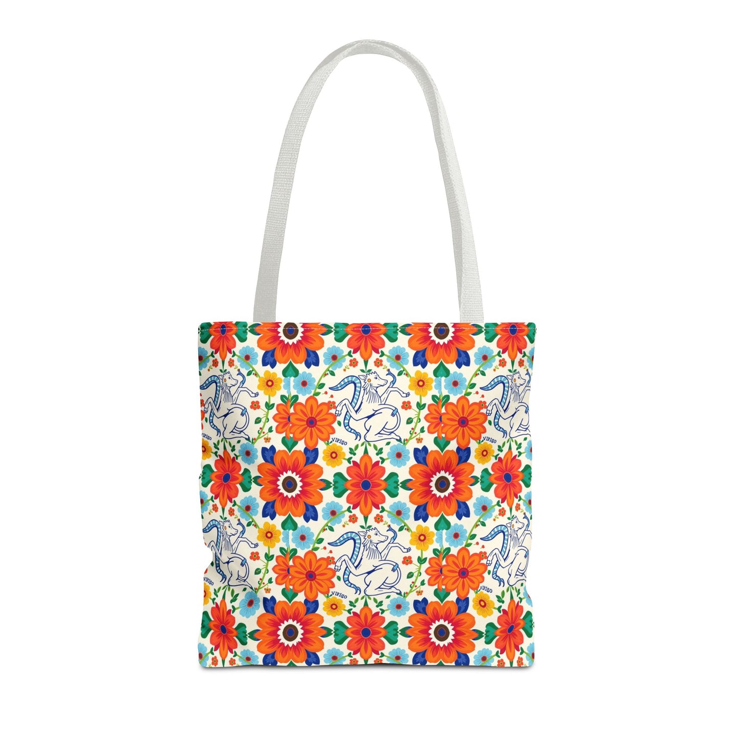 Tote Bag (AOP), Virgo, Zodiac v1, Flower Pattern