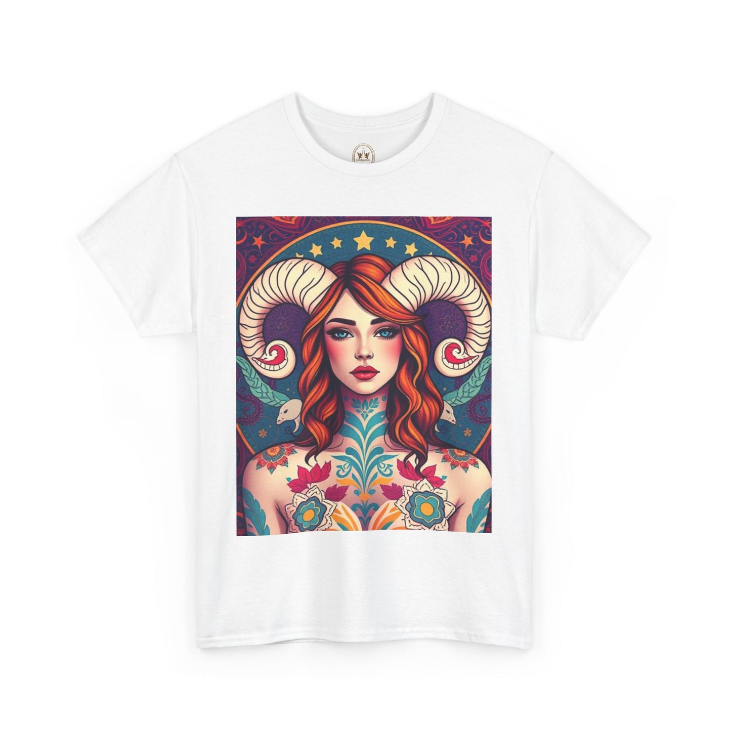 Unisex Heavy Cotton T-Shirt, Aries, Zodiac v1, Sexy Art