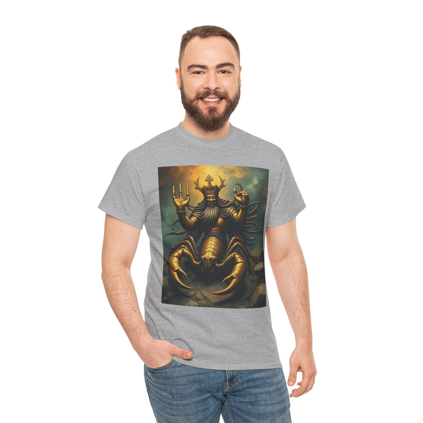 Unisex Heavy Cotton T-Shirt, Desert Scorpio King v1, Zodiac Design