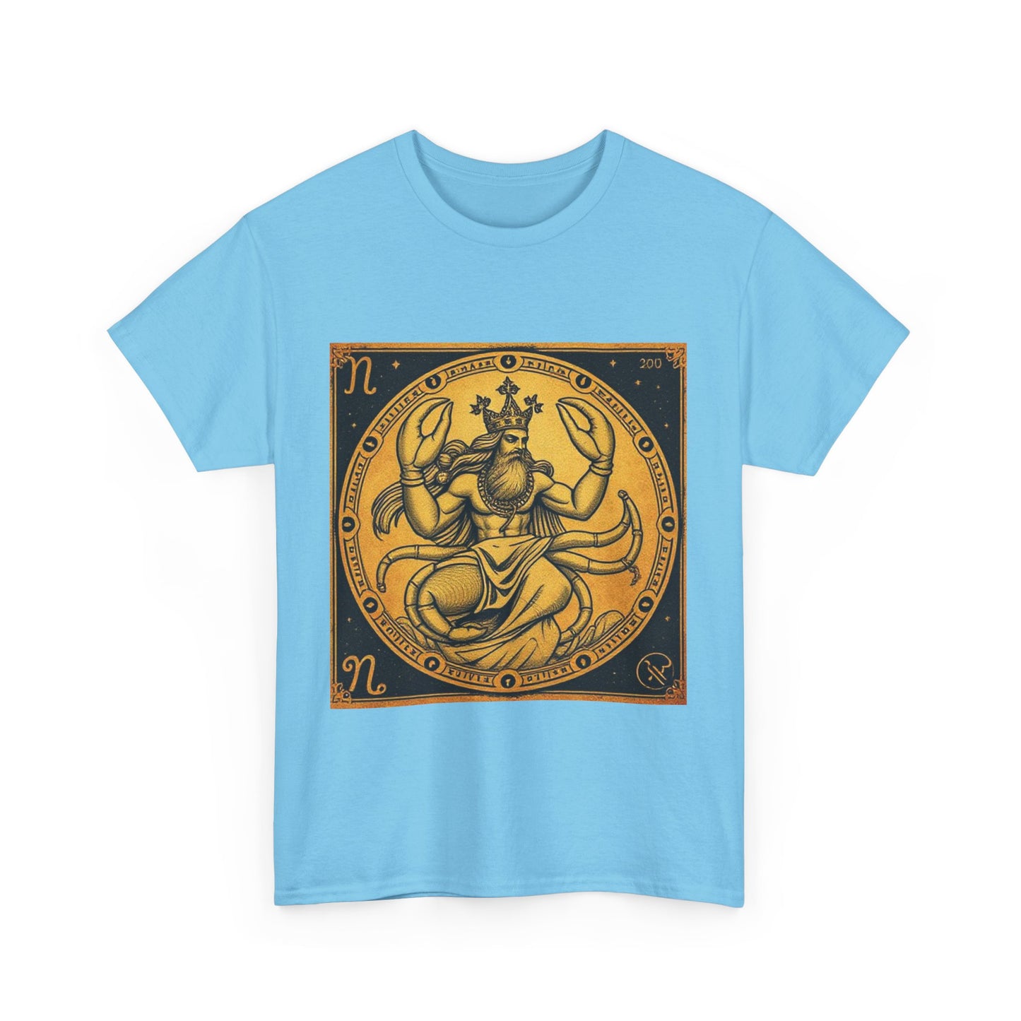 Unisex Heavy Cotton T-Shirt, Crab King v1, Cancer Zodiac Design