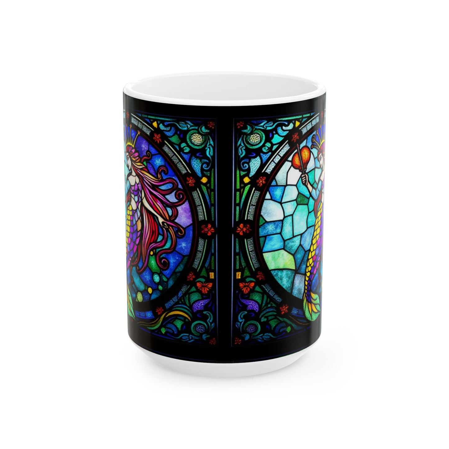Ceramic Mug, (11oz, 15oz), Ceramic Coffee Mug, AOP, Glass Design v1, Aquarius Zodiac