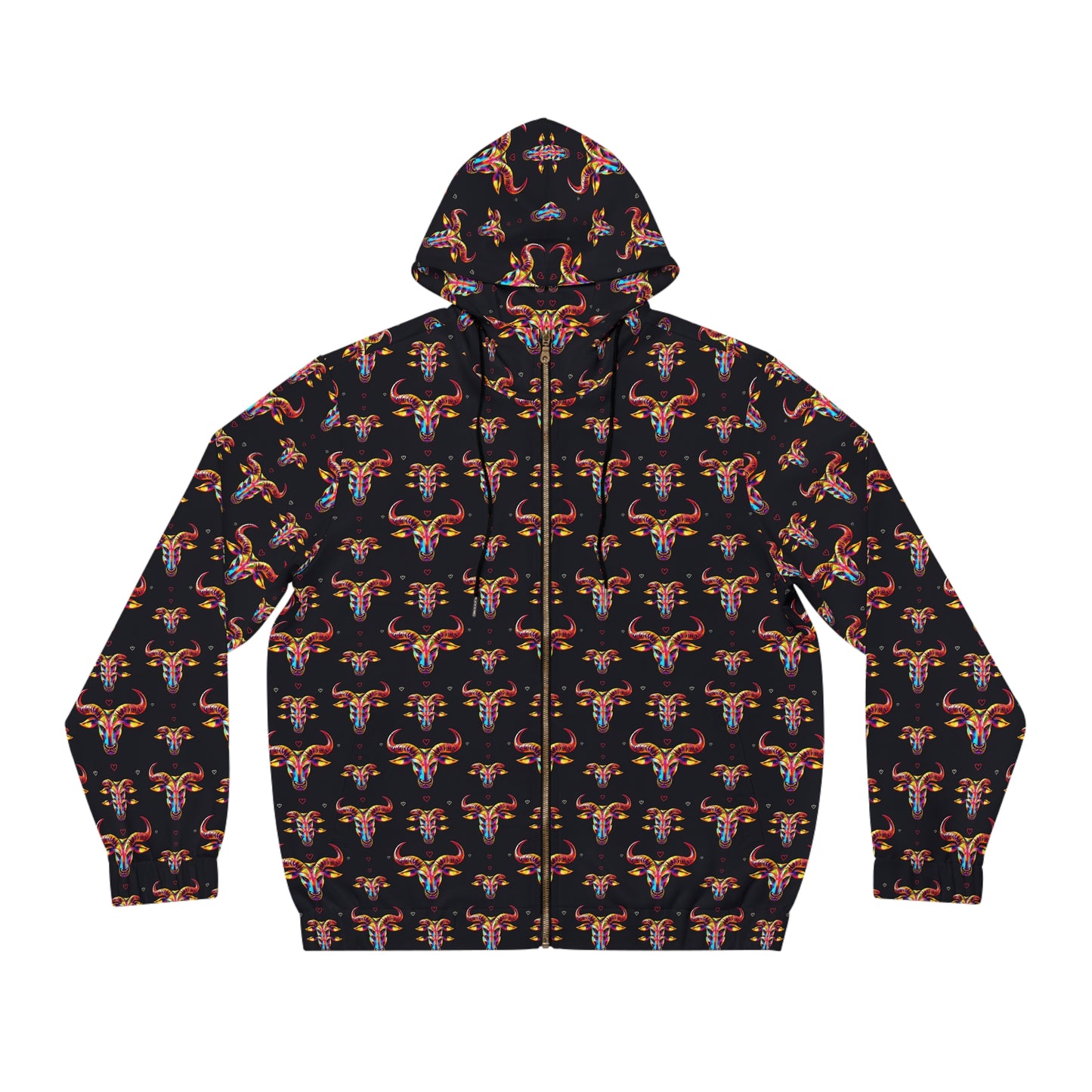 Full-Zip Hoodie (AOP), Taurus, Zodiac, Pattern
