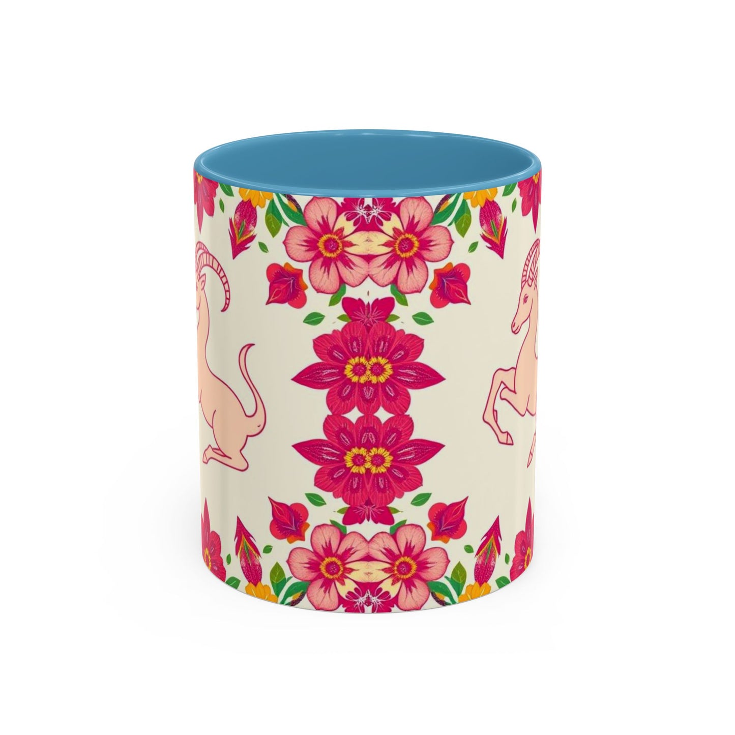 Accent Coffee Mug, Capricorn, Zodiac v2, Flower Pattern, (11, 15oz)