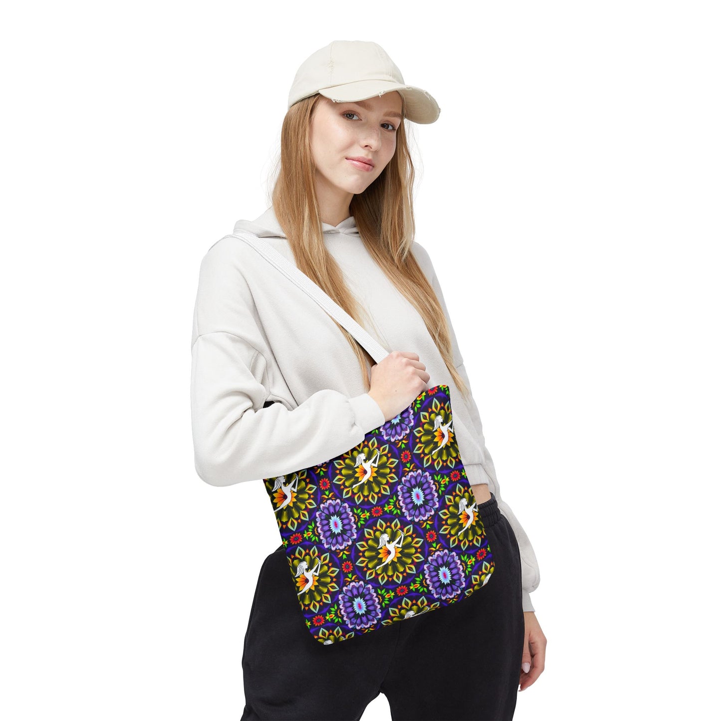 Tote Bag (AOP), Sagittarius, Zodiac v2, Flower Pattern