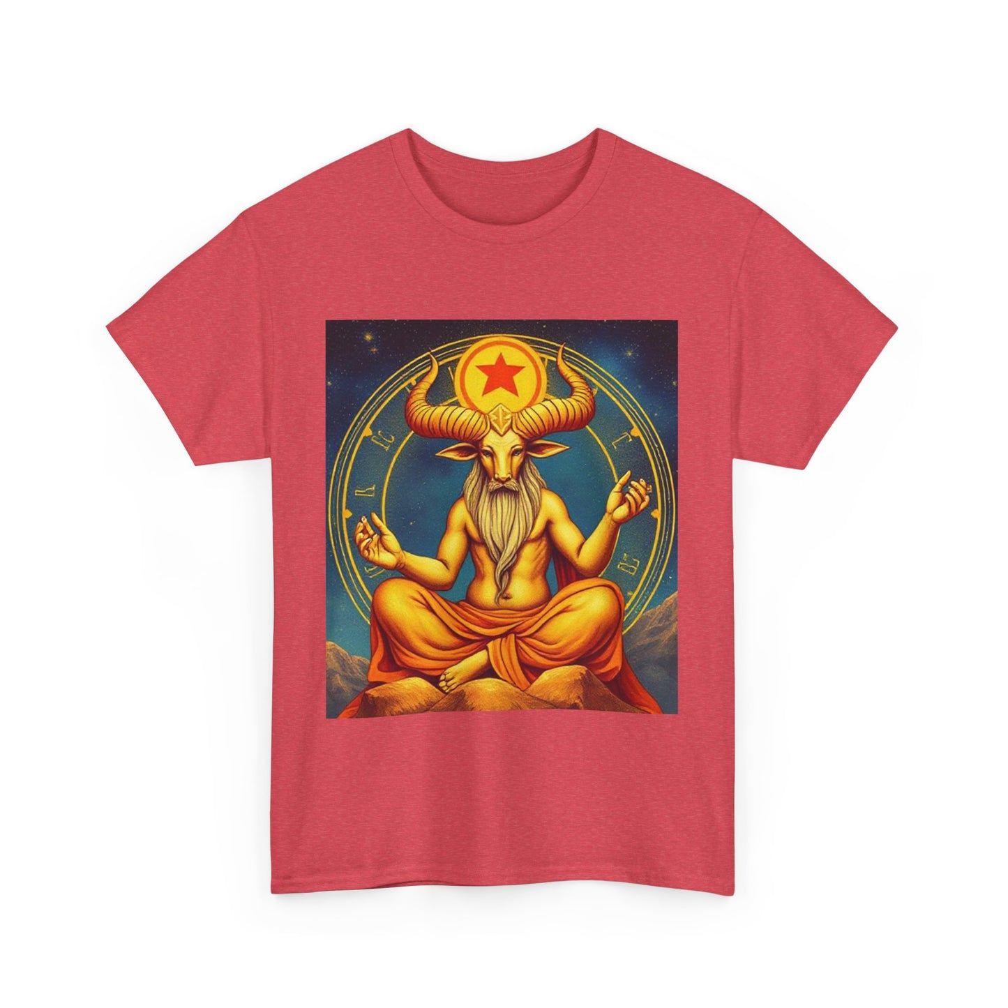 Unisex Heavy Cotton T-Shirt, Meditating Bull, Taurus Zodiac Design