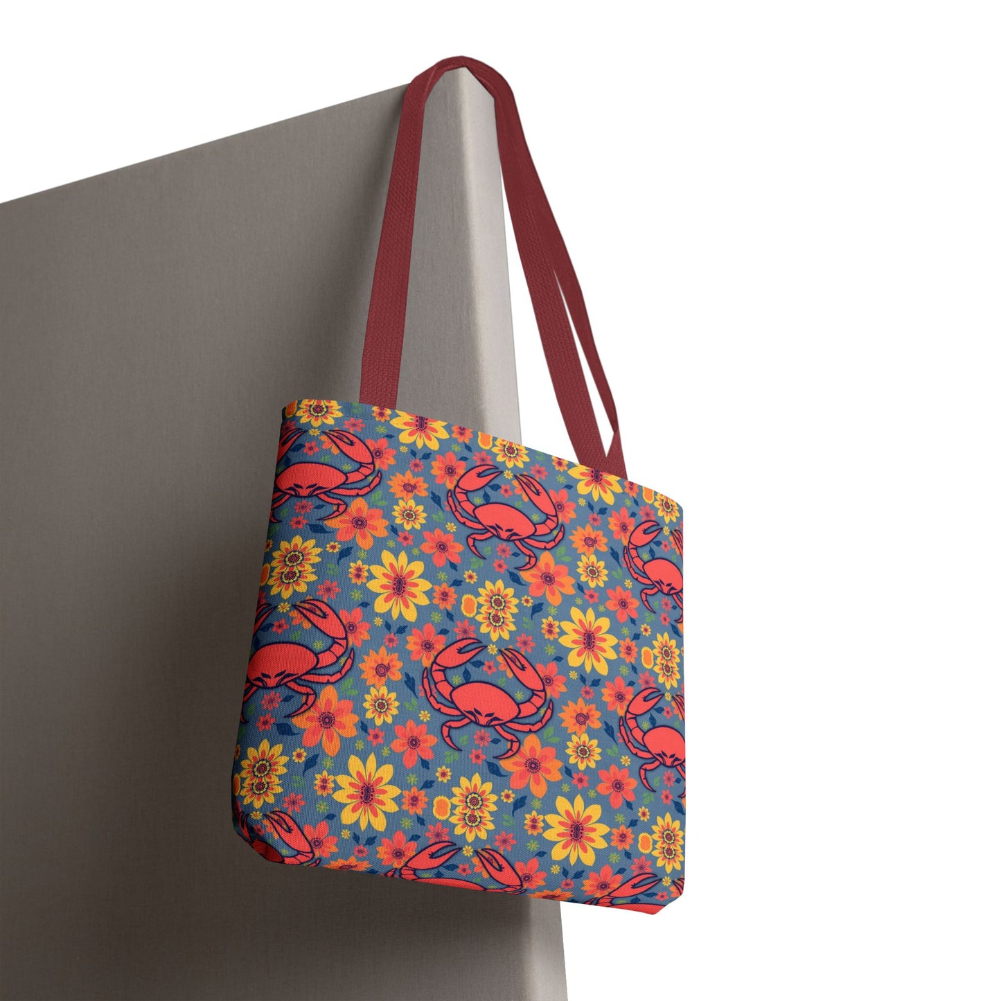 Tote Bag, (AOP), Cancer, Zodiac v3, Flower Pattern