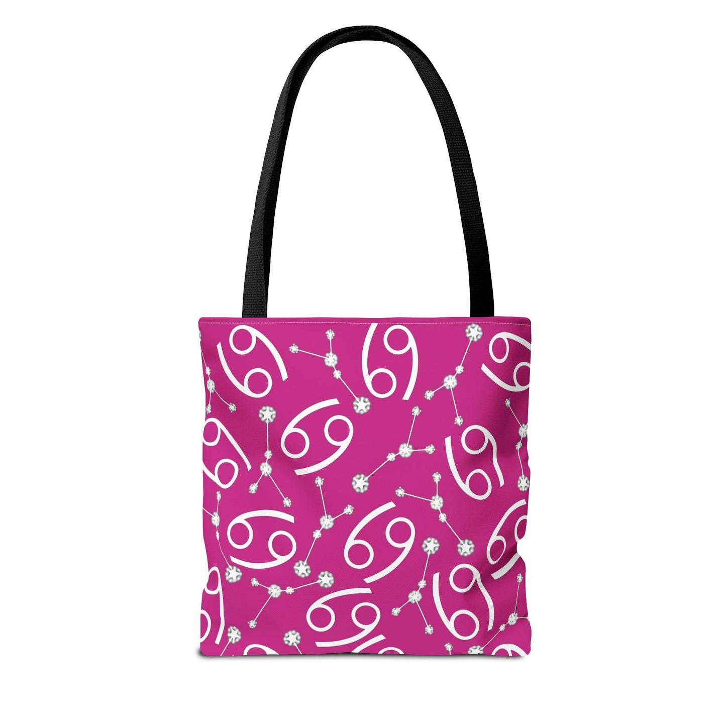 Tote Bag, Cancer Zodiac Sign, AOP, (Pink, White)